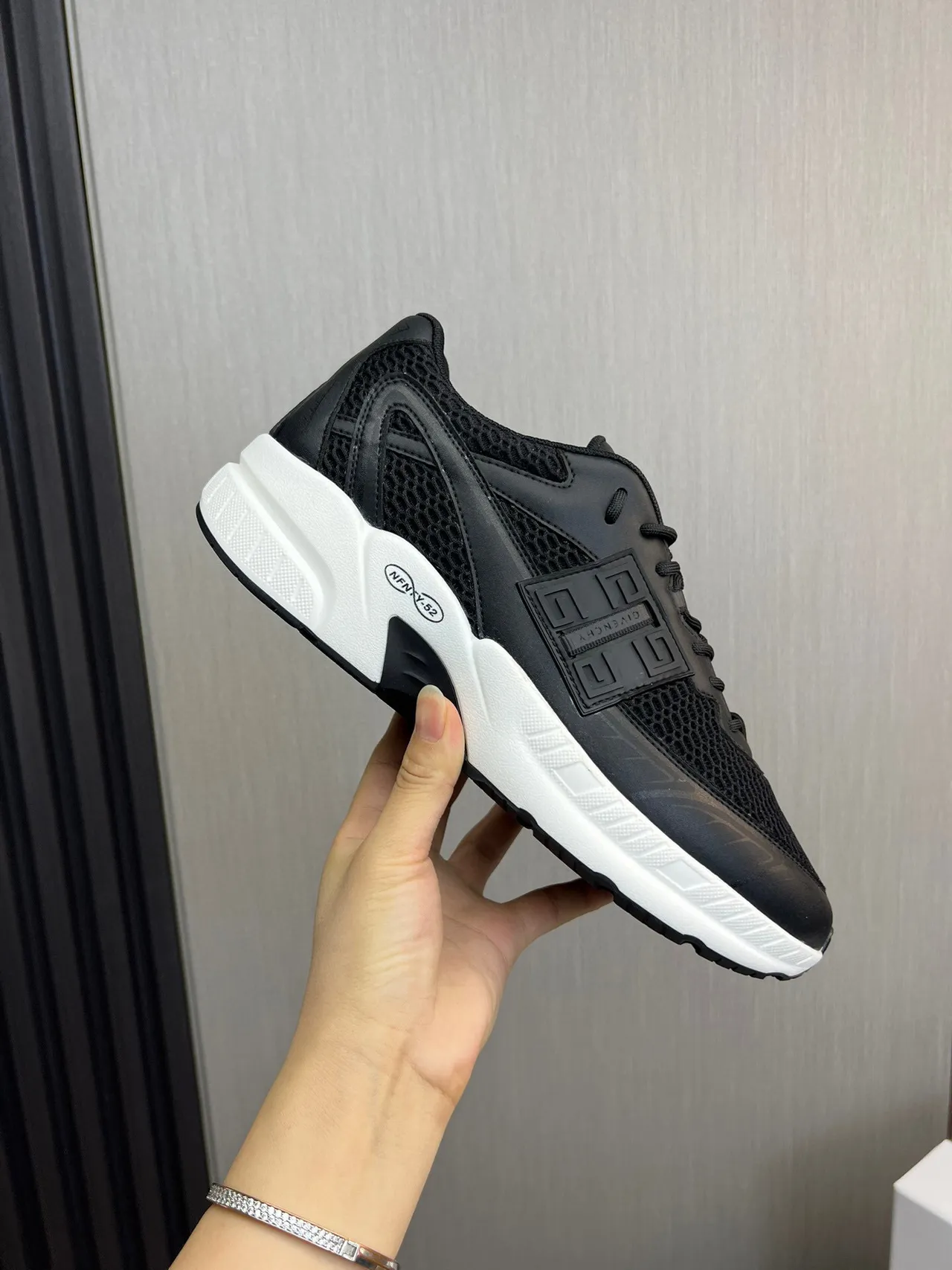 Givenchy City Sport Black Mesh and White Chunky Sneakers