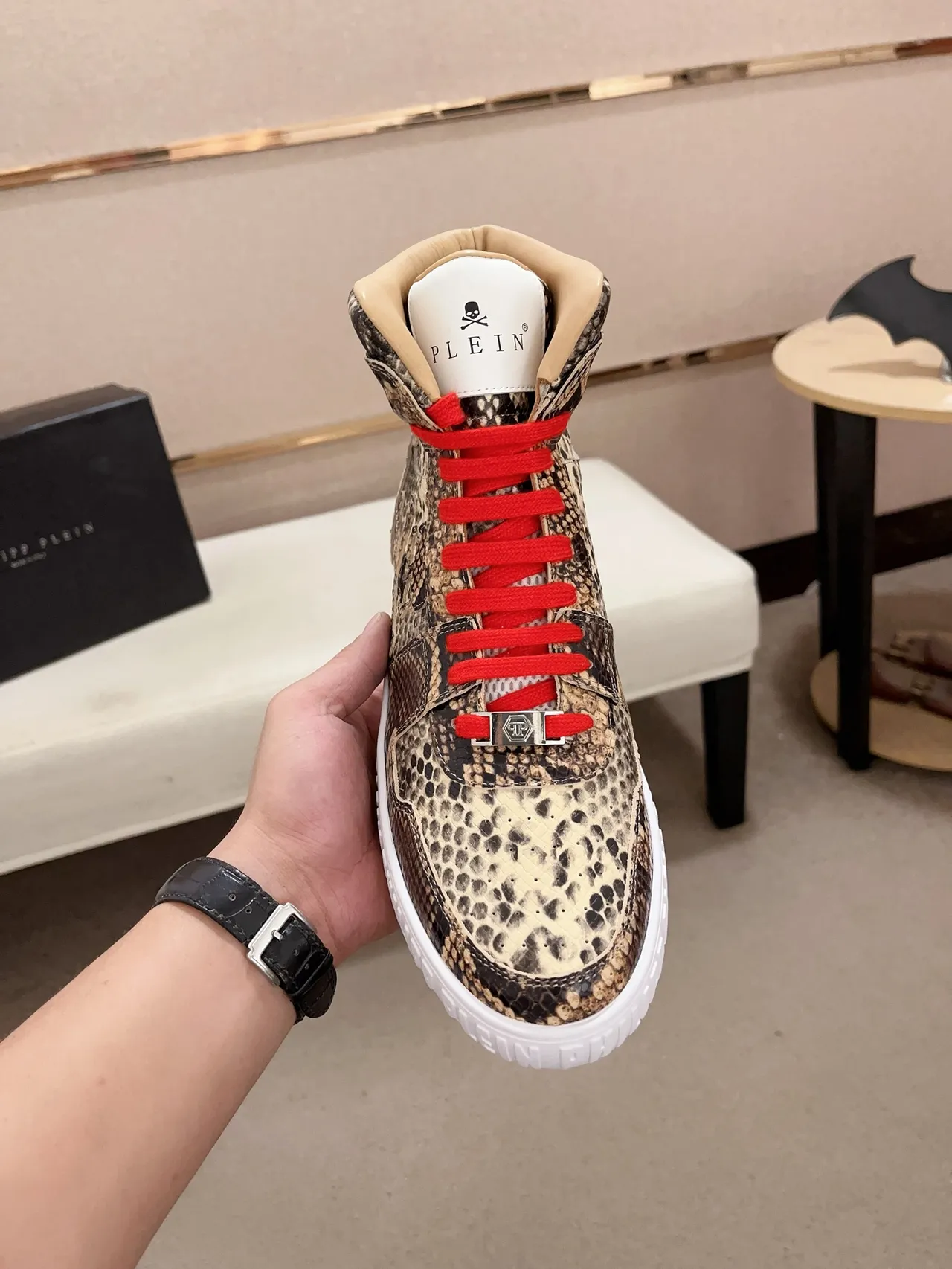 Philipp Plein Snake-Print High-Top Lifestyle Sneakers