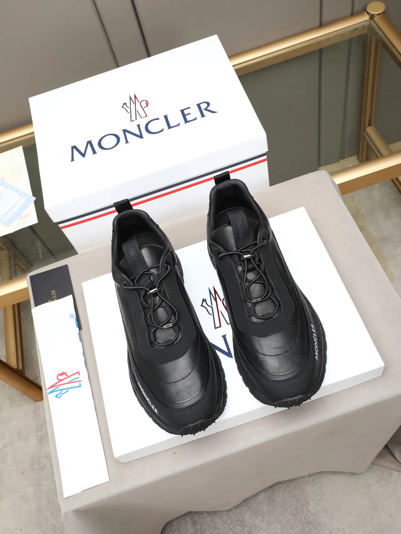 Moncler Black Leather Lifestyle Sneaker