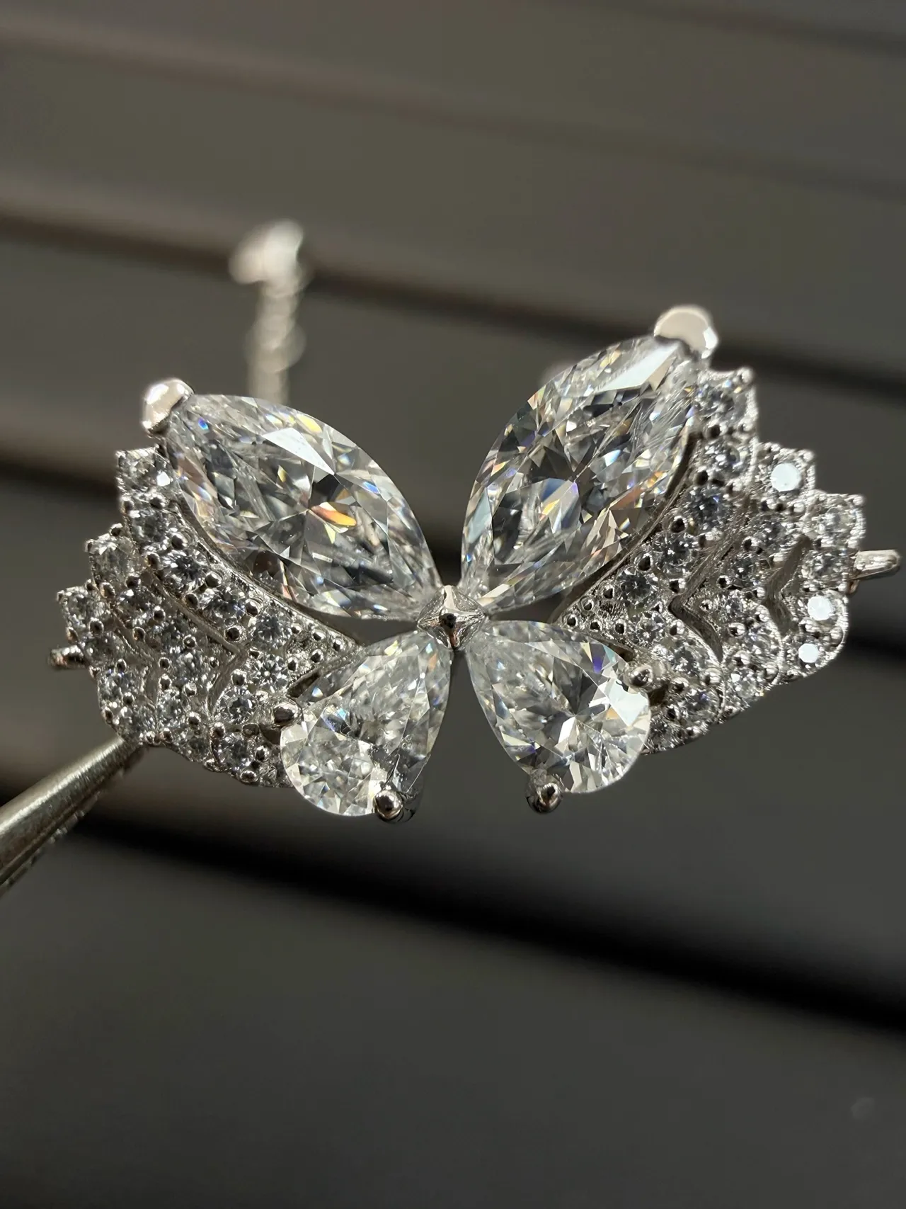 Tiffany & Co. Silver White Floral Motif Marquise-Cut Stones Bracelet