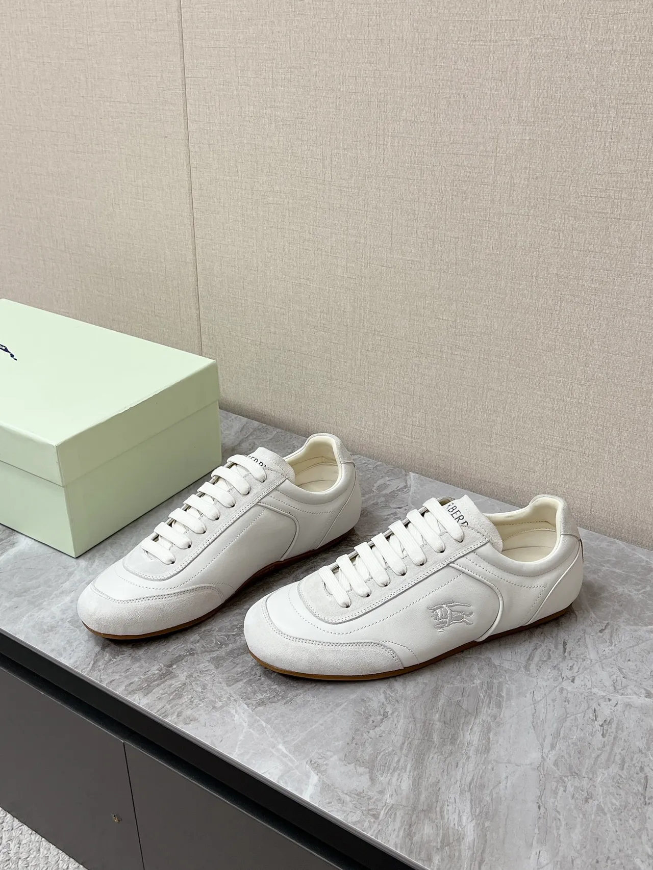 Burberry Knight White Leather-Suede Hybrid Lifestyle Sneakers