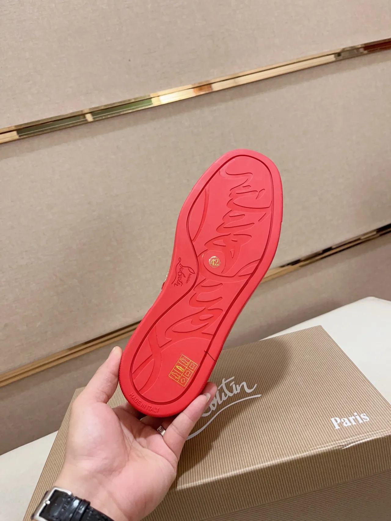 Christian Louboutin Louis Crystal-Embellished Red Suede Lifestyle Sneakers