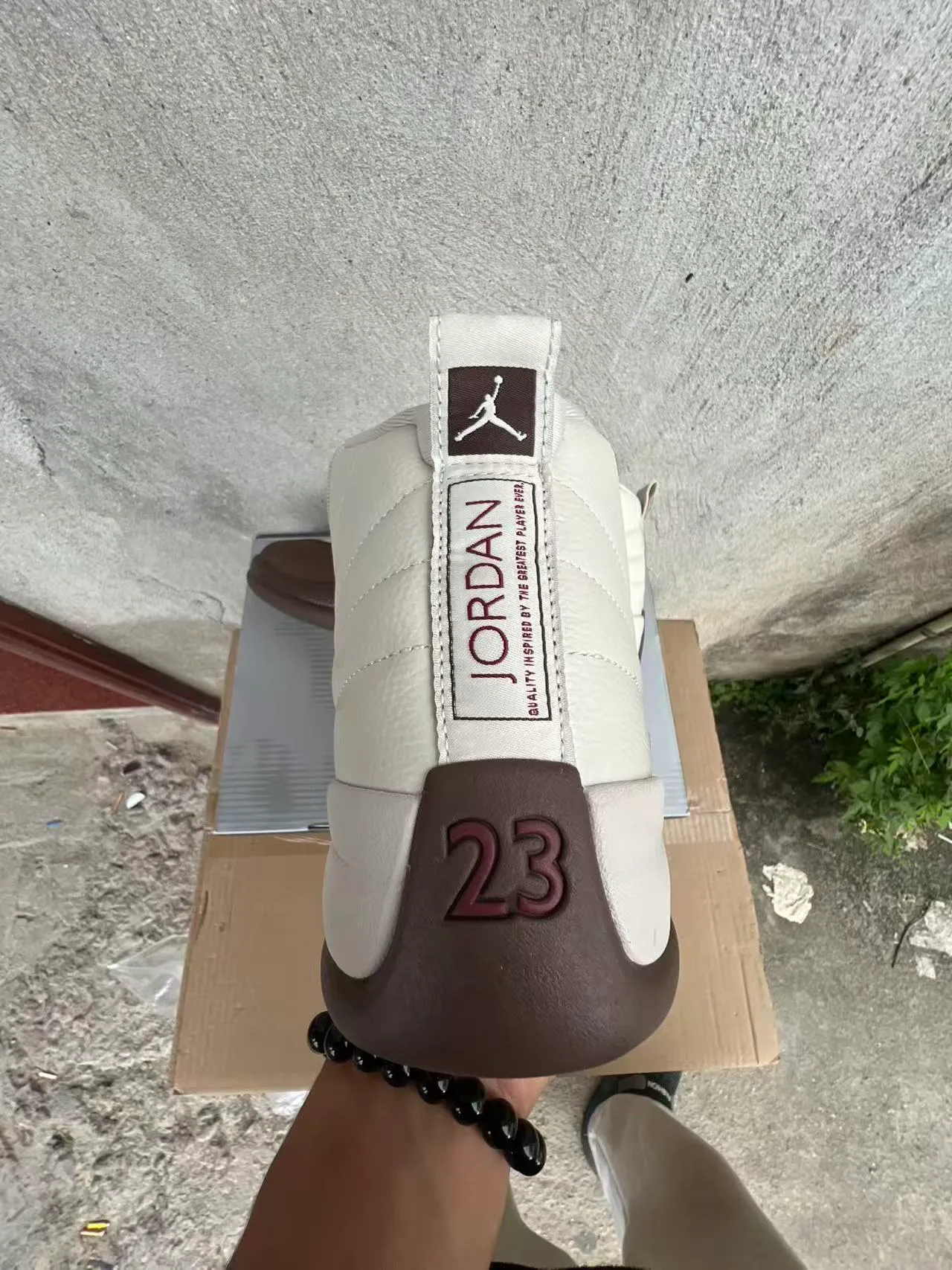 Air Jordan 12 White Brown Quilted Leather Basketball Shoes