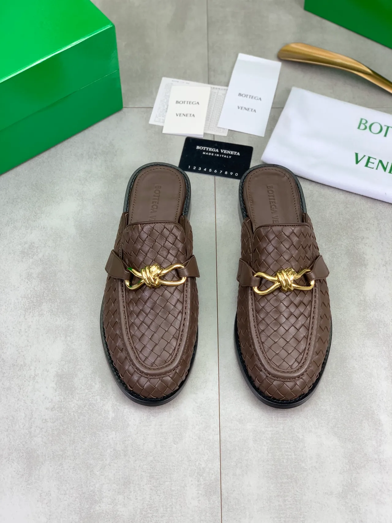 Bottega Veneta Andiamo Brown Intrecciato Woven Leather Loafers