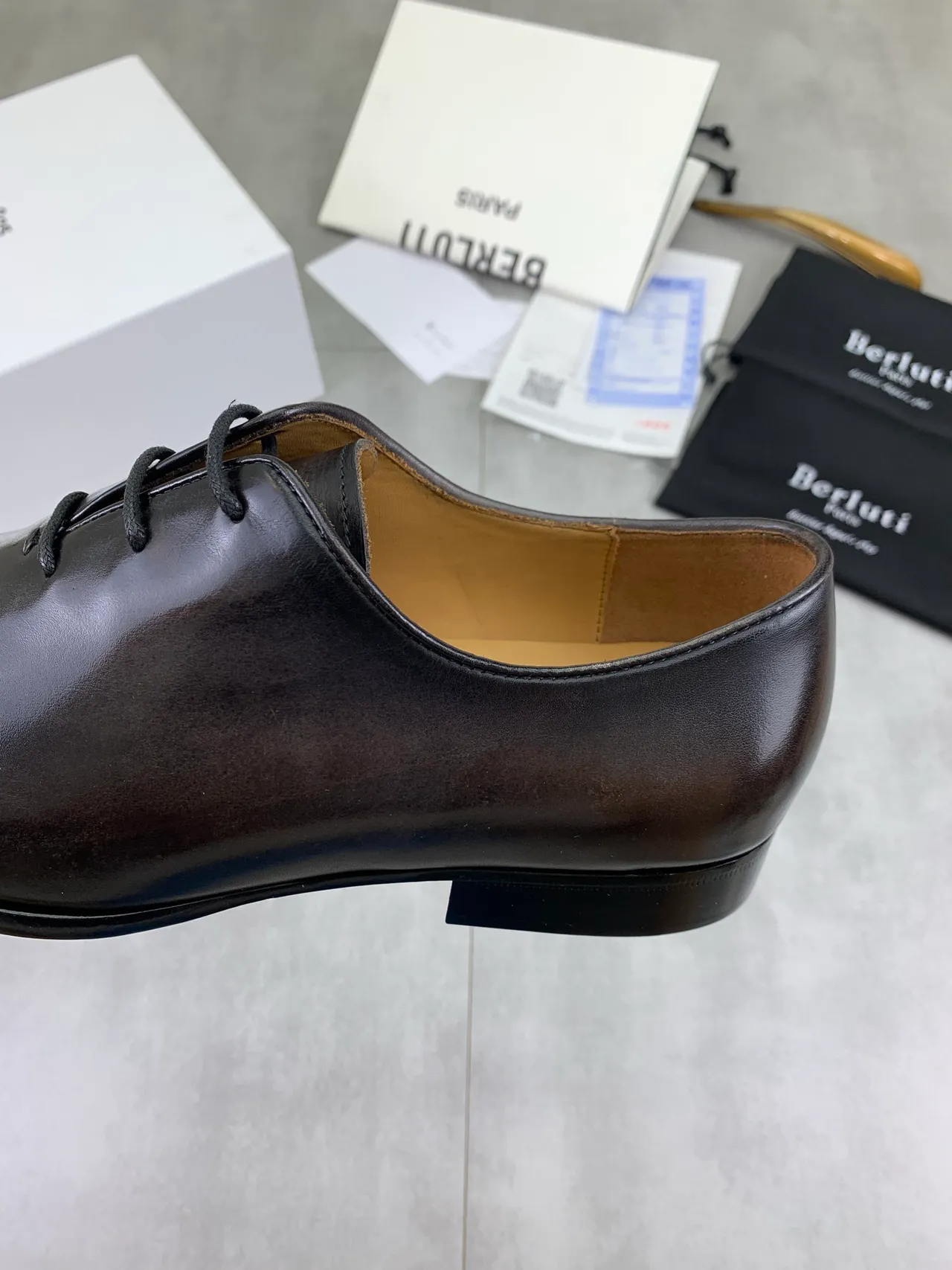 Berluti Engraved Script Black Oxford Shoes