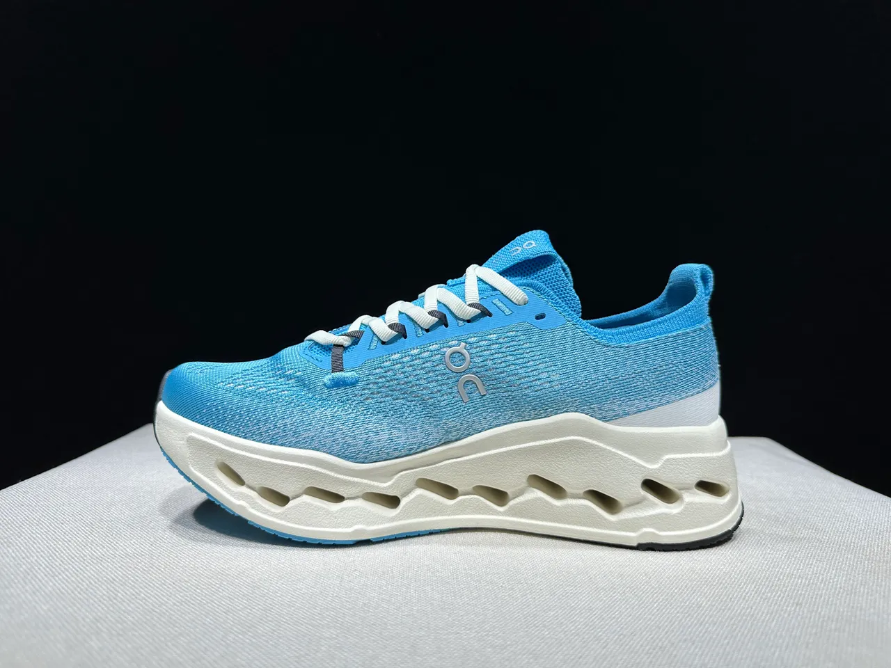 On Blue White Engineered Knit Upper CloudTec Phase Midsole Running Shoes