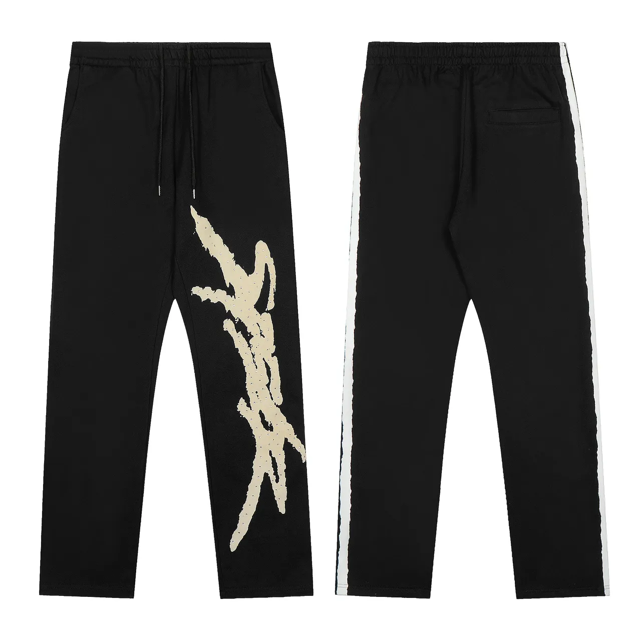 Brown or Black Graphic-Print Oversized Hoodie and Sweatpants Tracksuit