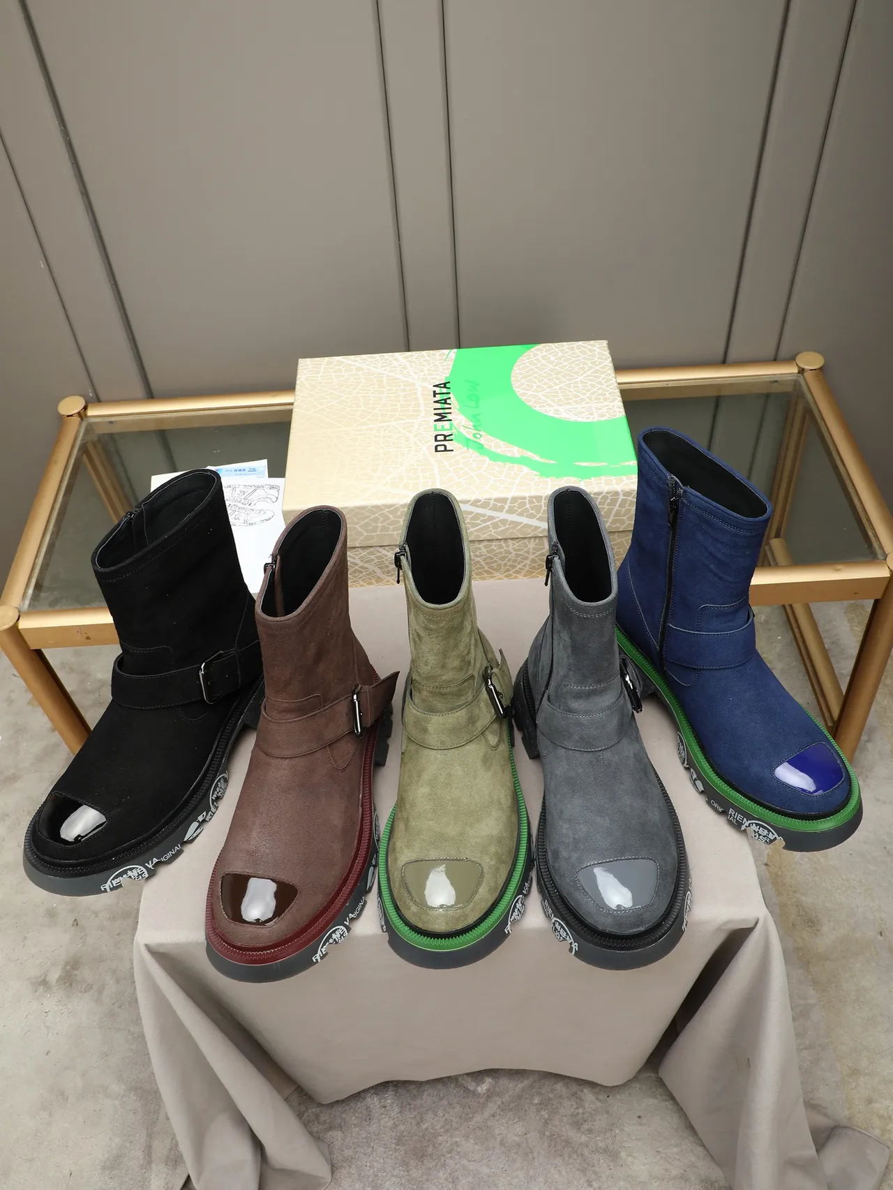 Premiata Rien Ne Va Plus Black Suede Buckle Strap Ankle Boot