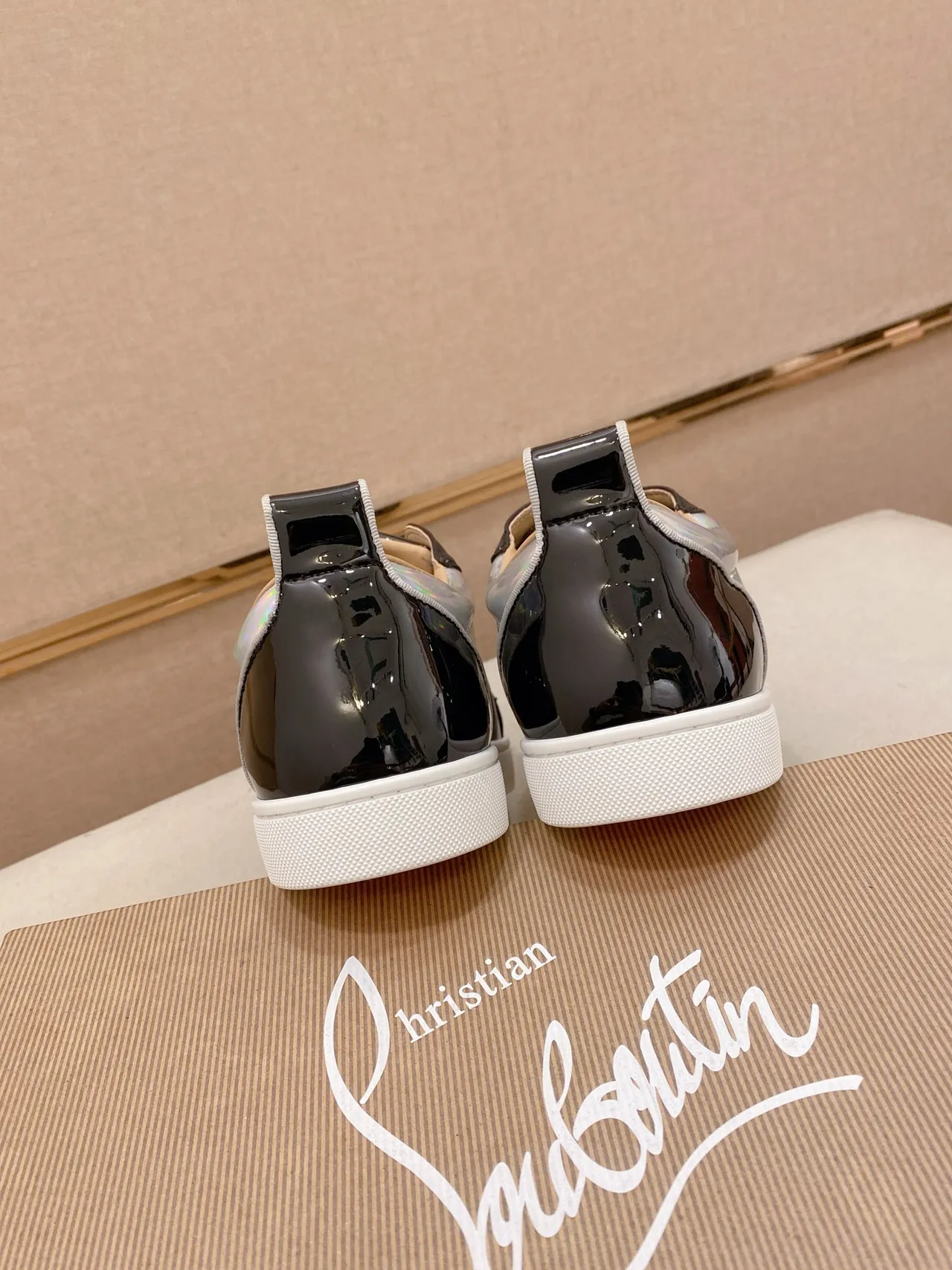 Christian Louboutin Spiked Toe Holographic Strap Lifestyle Sneaker