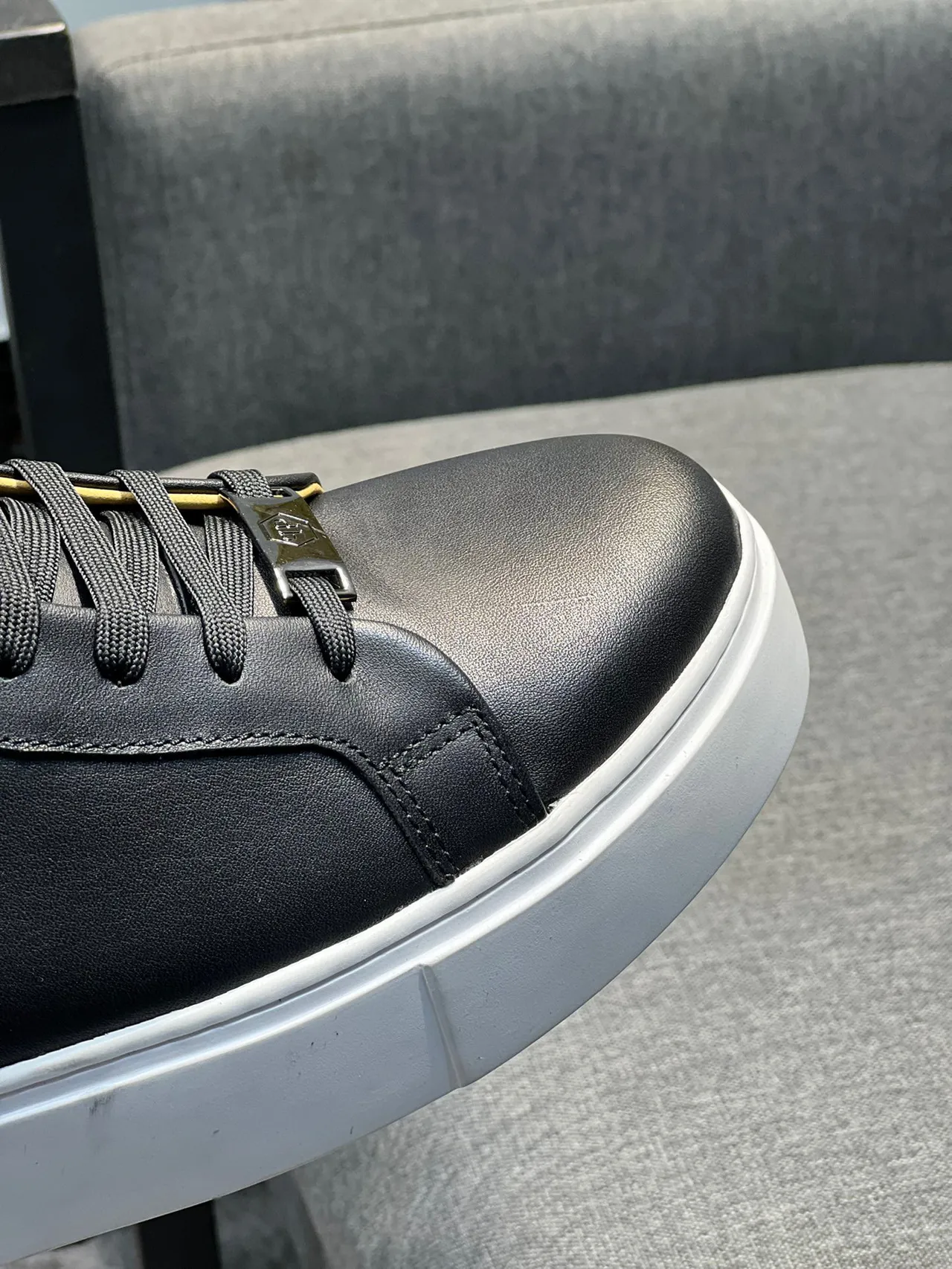 Philipp Plein Black White High-Top Leather Upper Lifestyle Sneakers