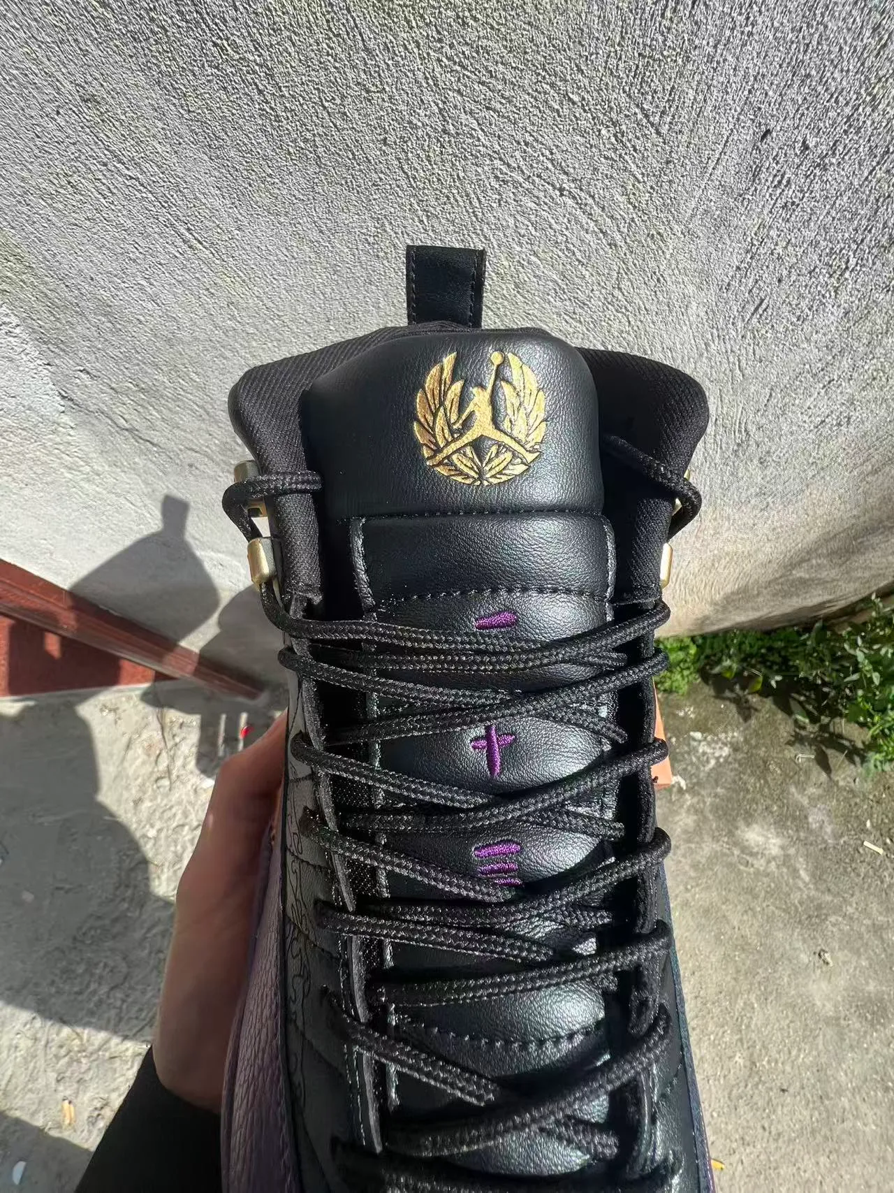 Air Jordan 12 Black Purple Gold Basketball Shoes
