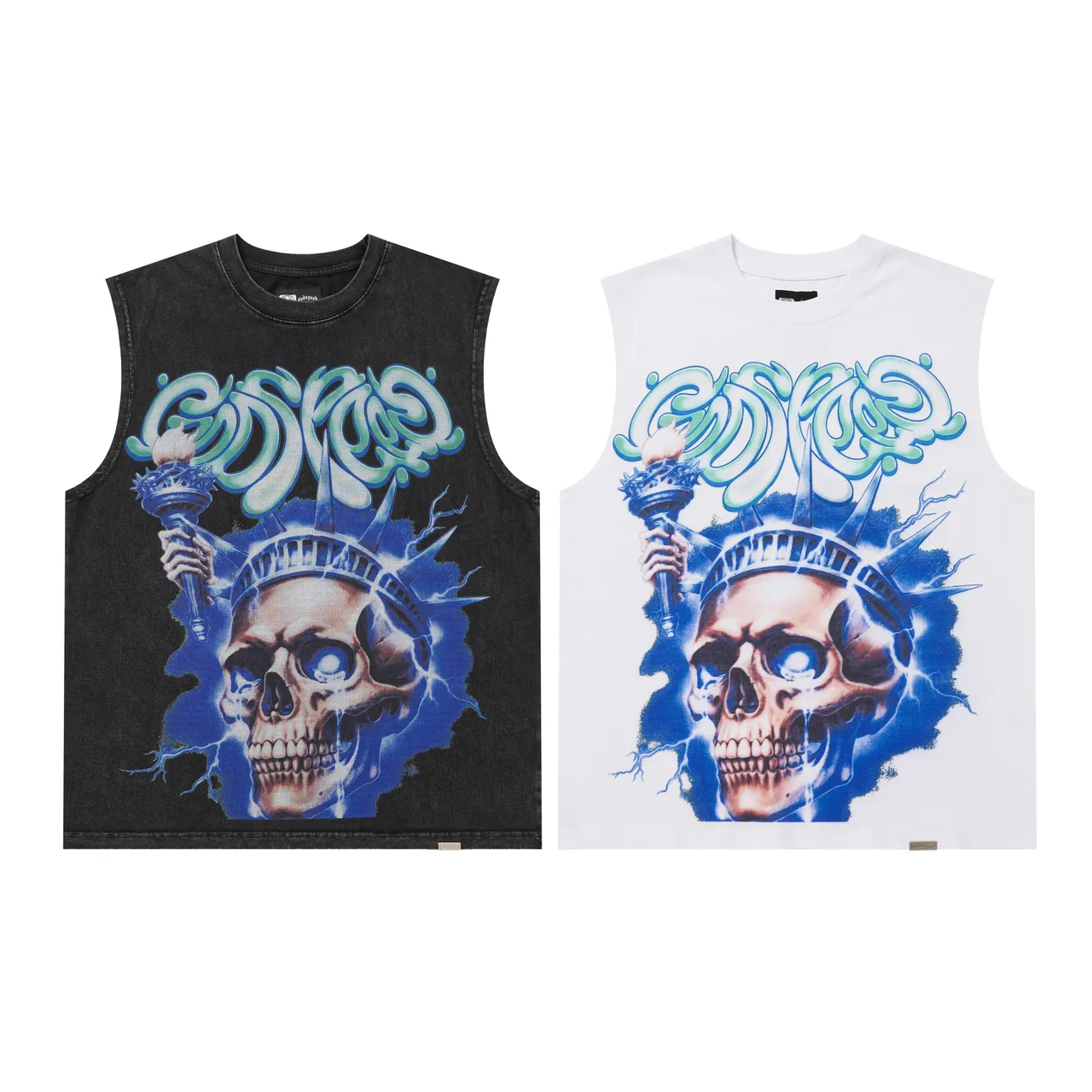 Graphic-Print Sleeveless Crew-Neck Vest Top