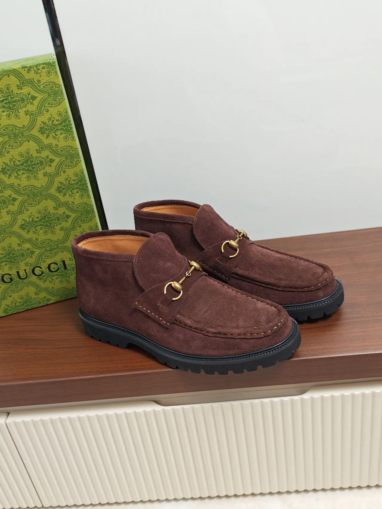 Gucci Horsebit 1955 Brown Suede Ankle Boot