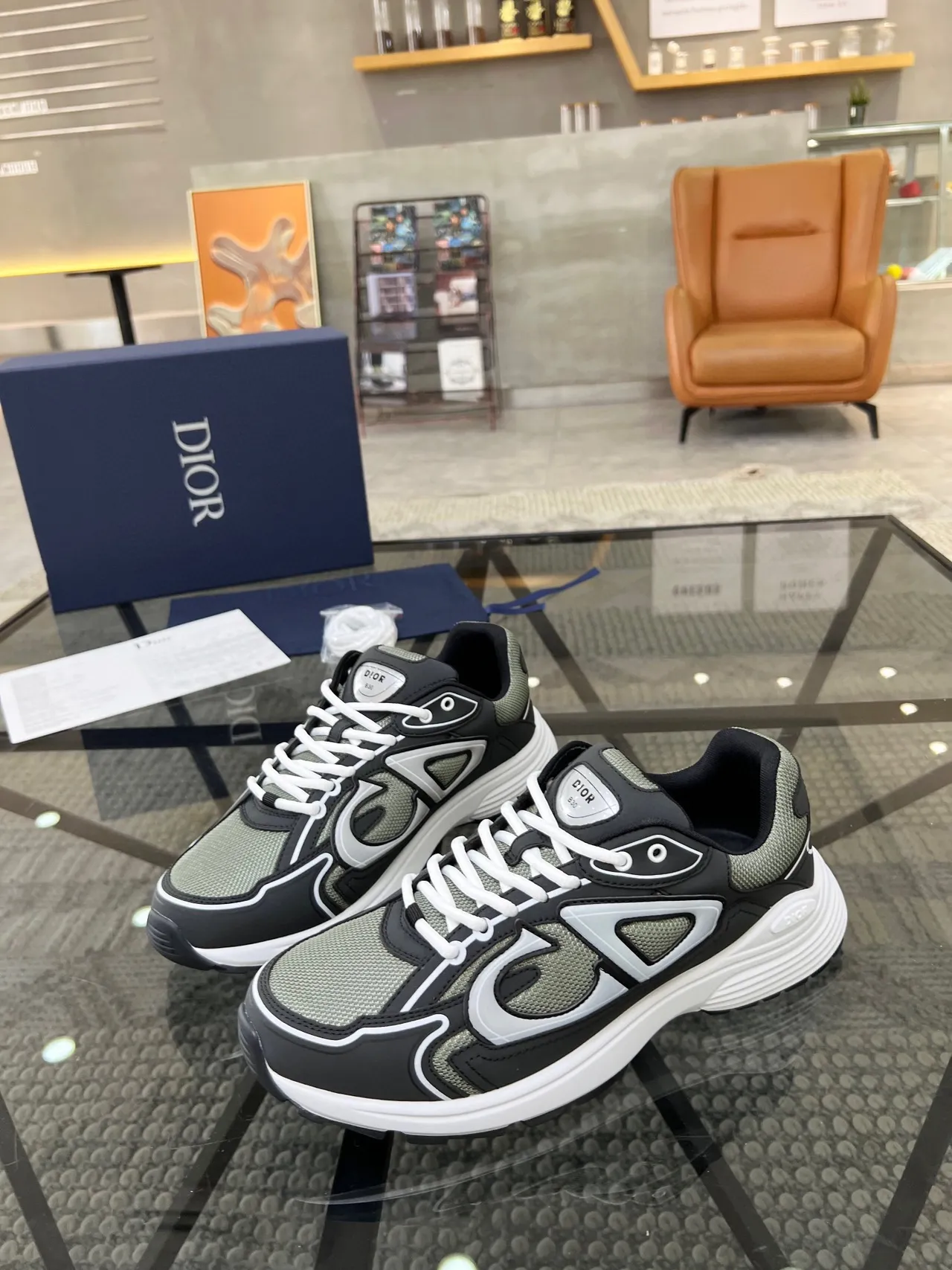 Dior B27 Black Gray White Chunky Sneakers