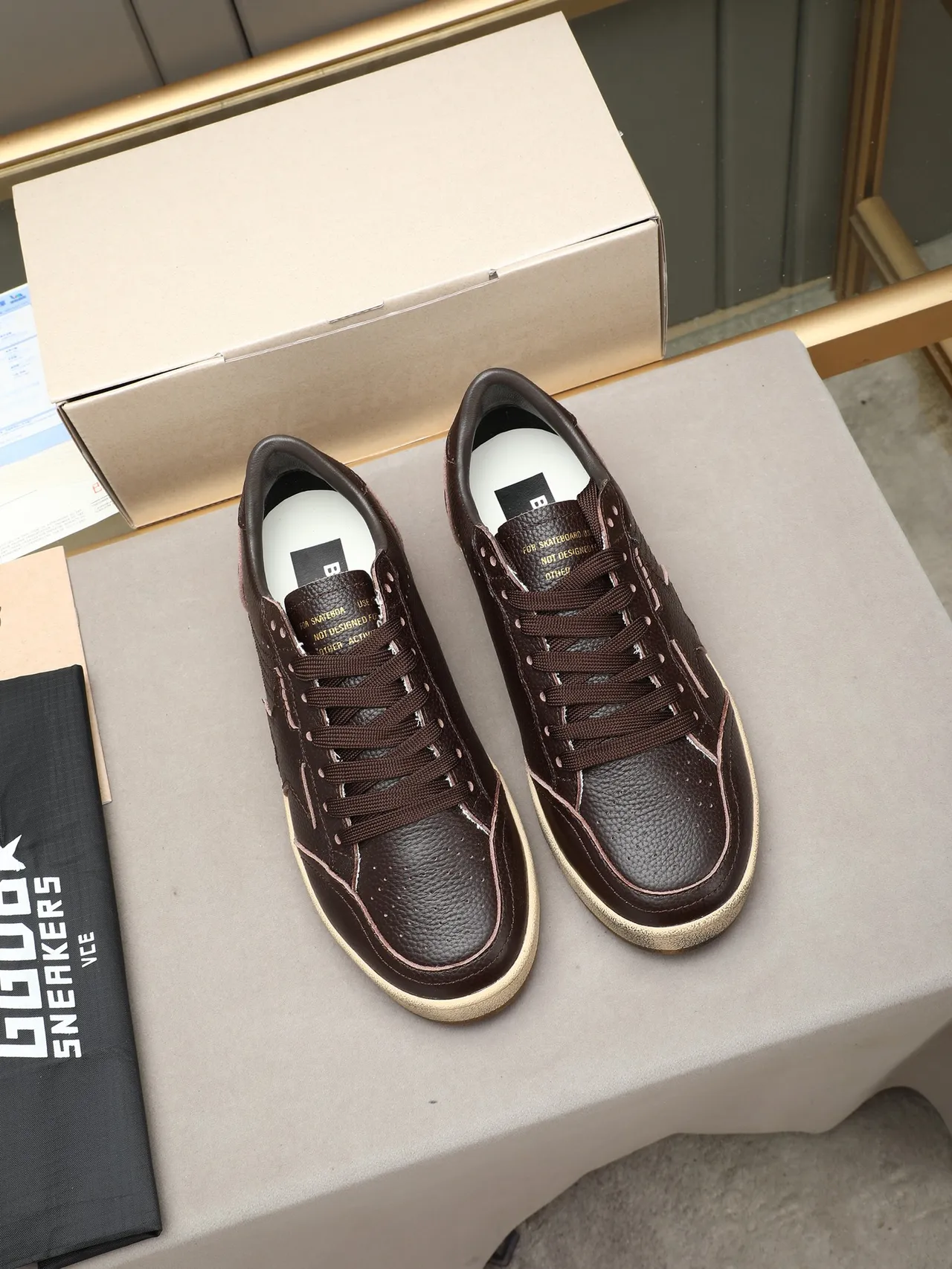 Golden Goose Ball Star Brown Pebbled Leather Lifestyle Sneakers
