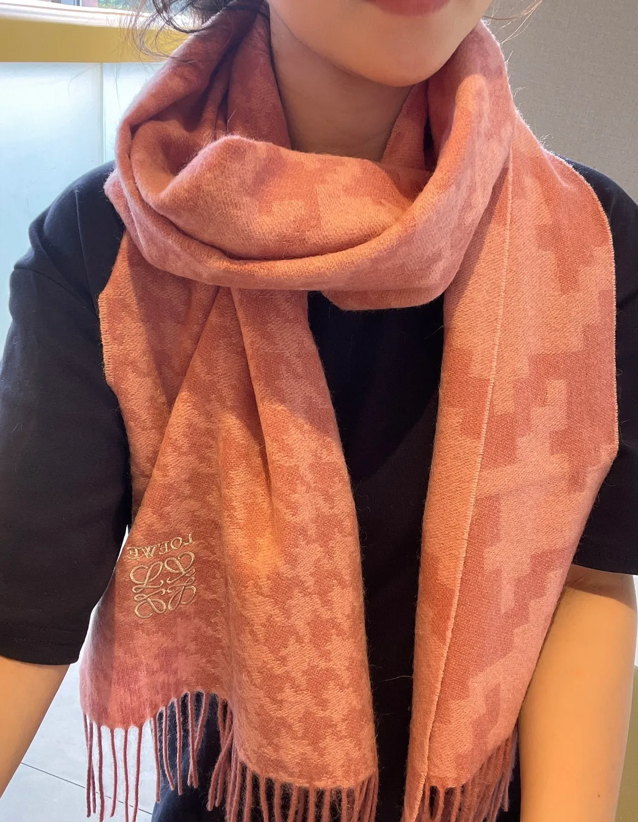 Loewe Anagram Monogram Pink Cashmere Scarf