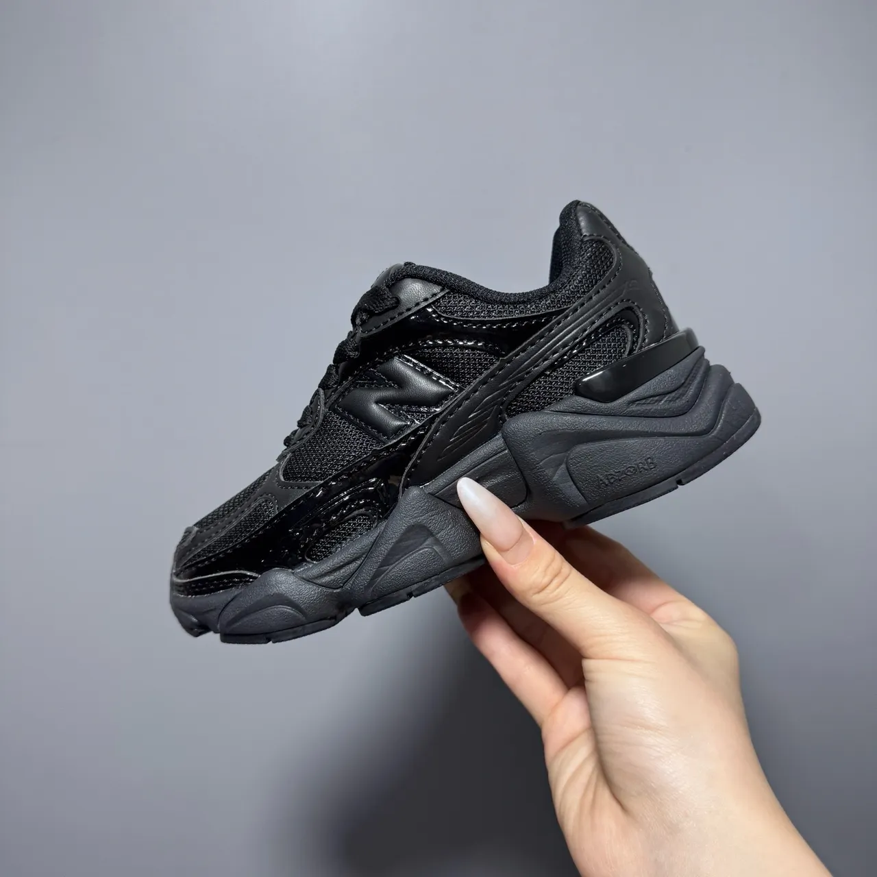 New Balance 9060 Black Glossy Chunky Sneakers