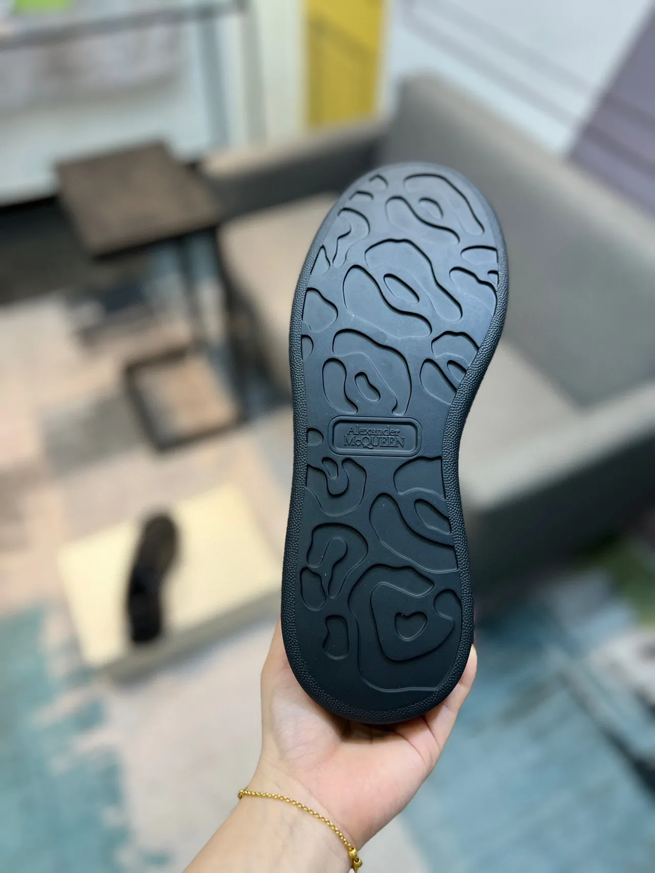 Alexander McQueen Oversized Sneaker Black White Platform Sole Graffiti-Style Logo Lifestyle Sneakers