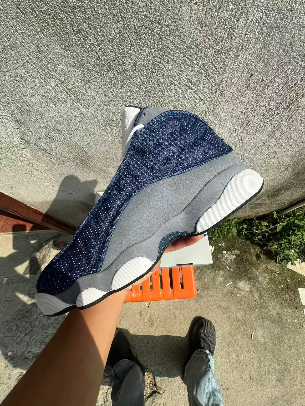 Nike Navy White Knit Upper High-Top Basketball Shoes