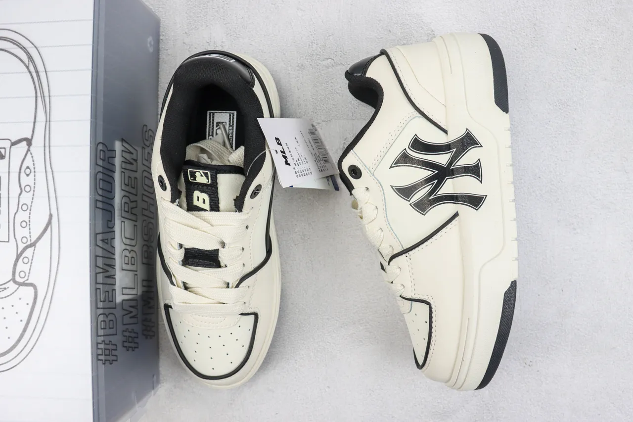 New Era Beige Black Platform Sole Interlocking NY Logo Lifestyle Sneakers