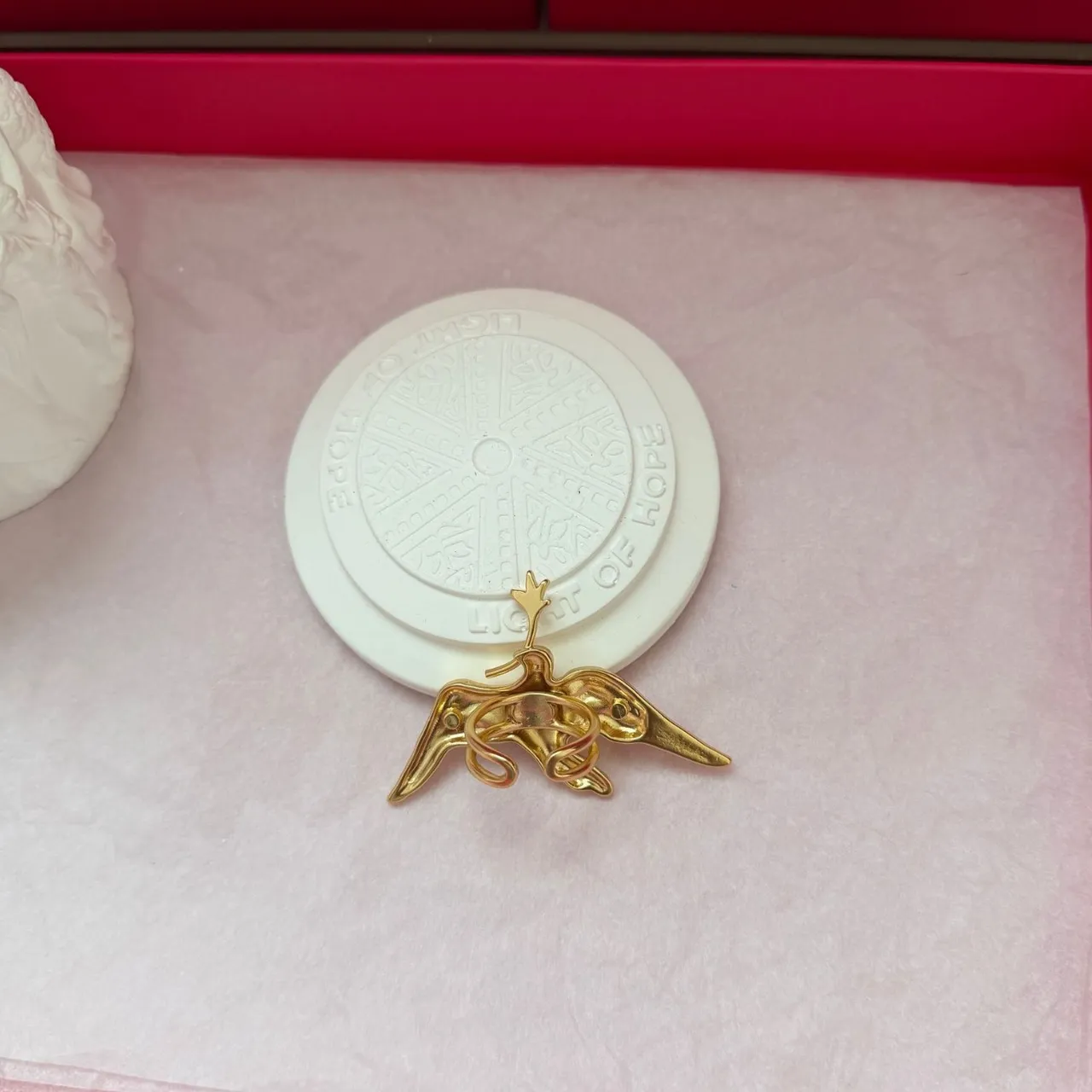 Gold Sculptural Bird Outstretched Wings Brooch