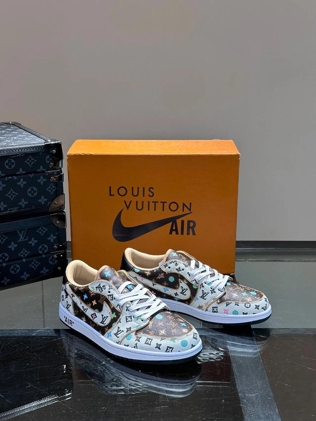 Nike Air Jordan 1 Low Monogram Print Lifestyle Sneakers