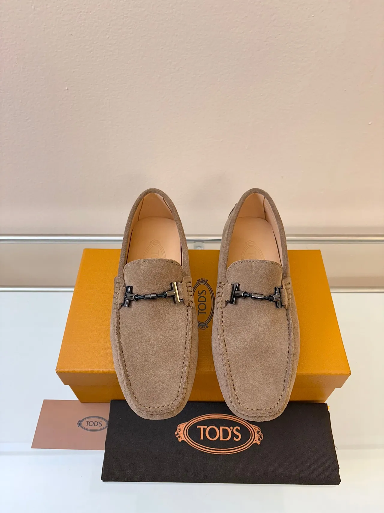 Tod's Gommino Loafer Tan Suede Horsebit Stud Sole Loafers