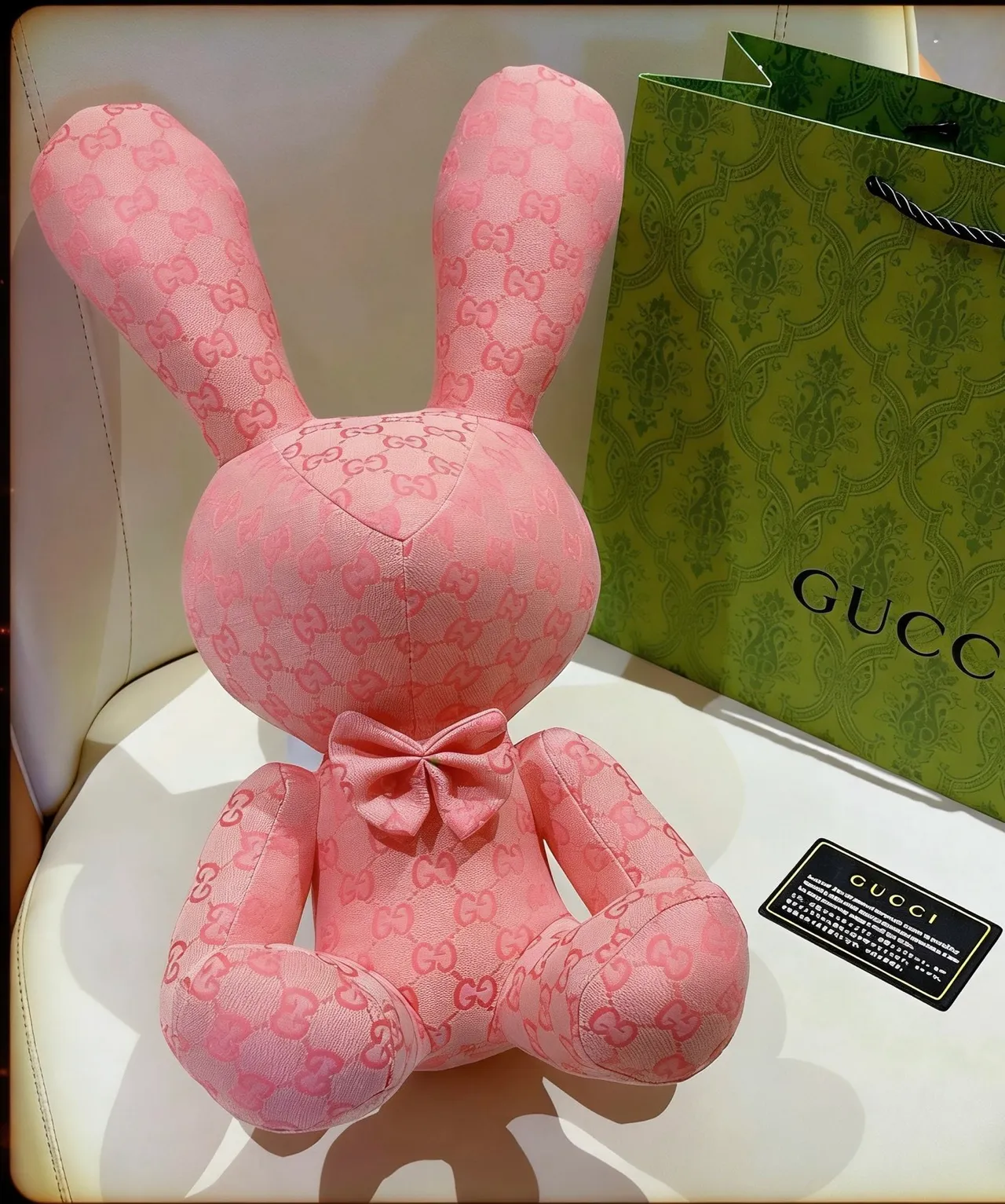 Gucci Pink Plush Monogrammed Handbag