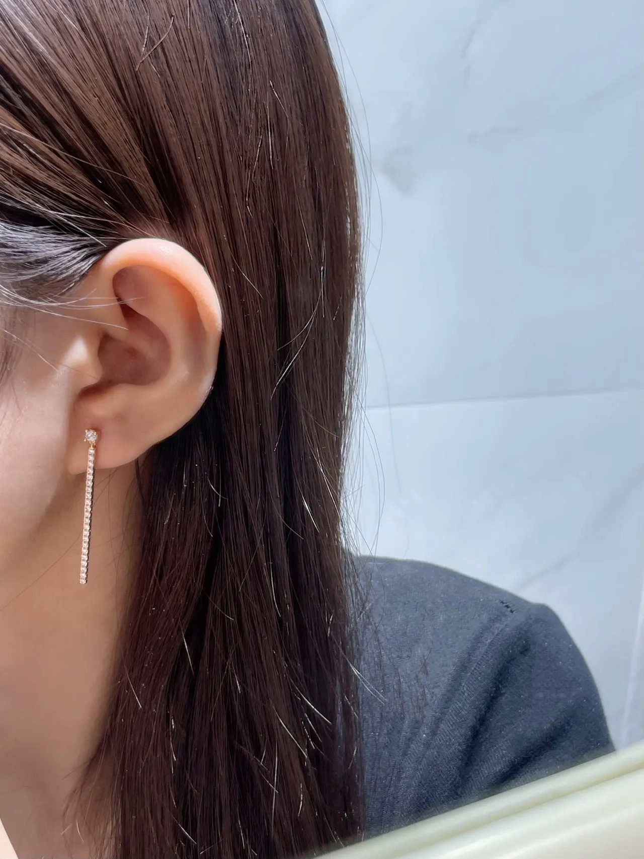 Tiffany & Co. Gold Silver Linear Drop Pavé-Set Earrings