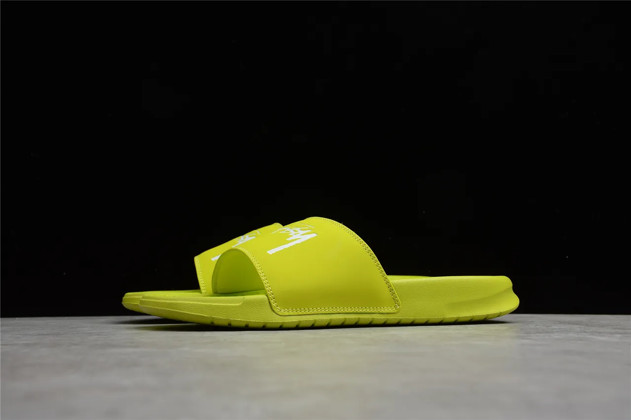 Stussy Stock Logo Lime Green Slippers