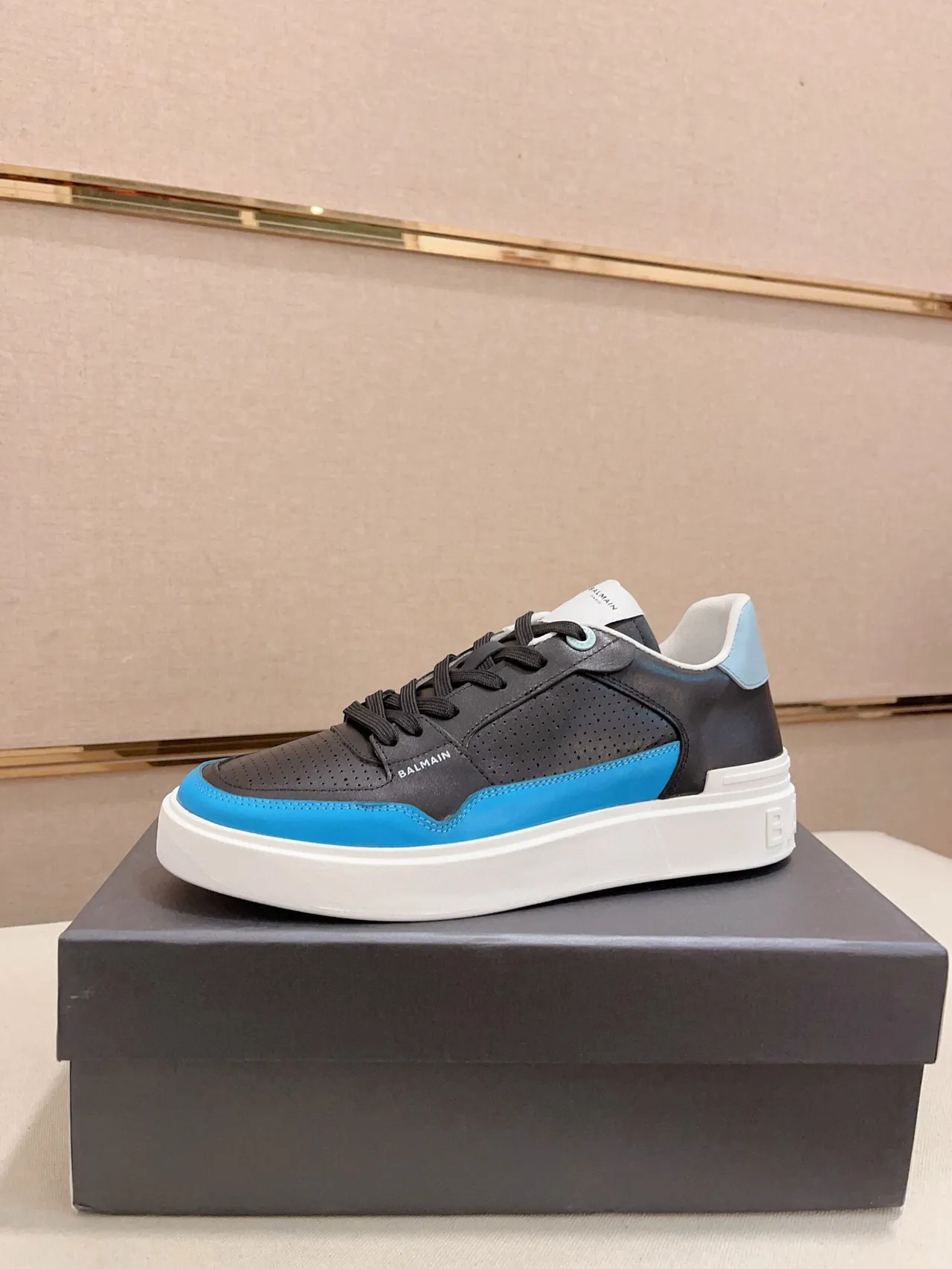 Balmain B-Court Black and Blue Platform Lifestyle Sneakers