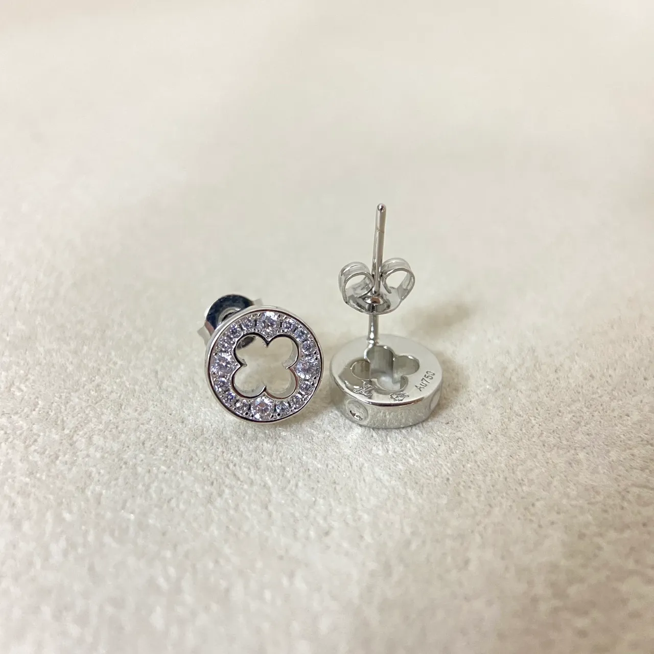 Gold Silver Circular Stud Clover-Cutout Center Earrings