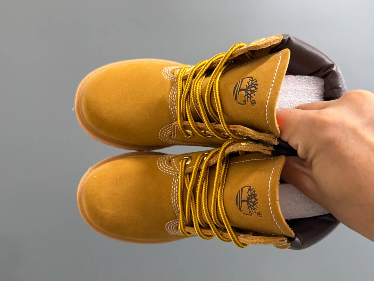 Timberland Premium 6-Inch Beige Brown Suede Upper Padded Collar Work Boots