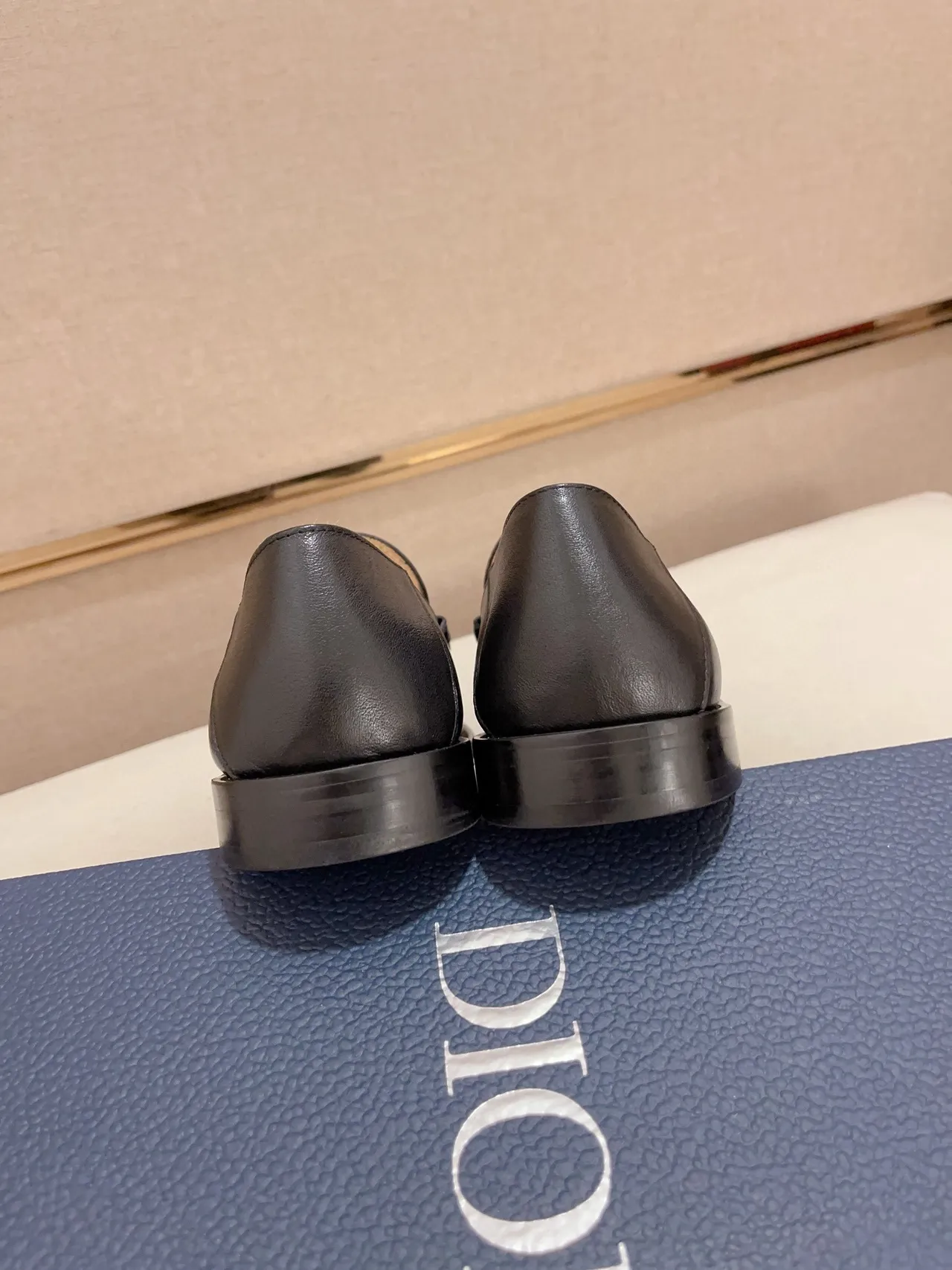 Black Gray Leather Monogrammed Fabric Vamp Loafer