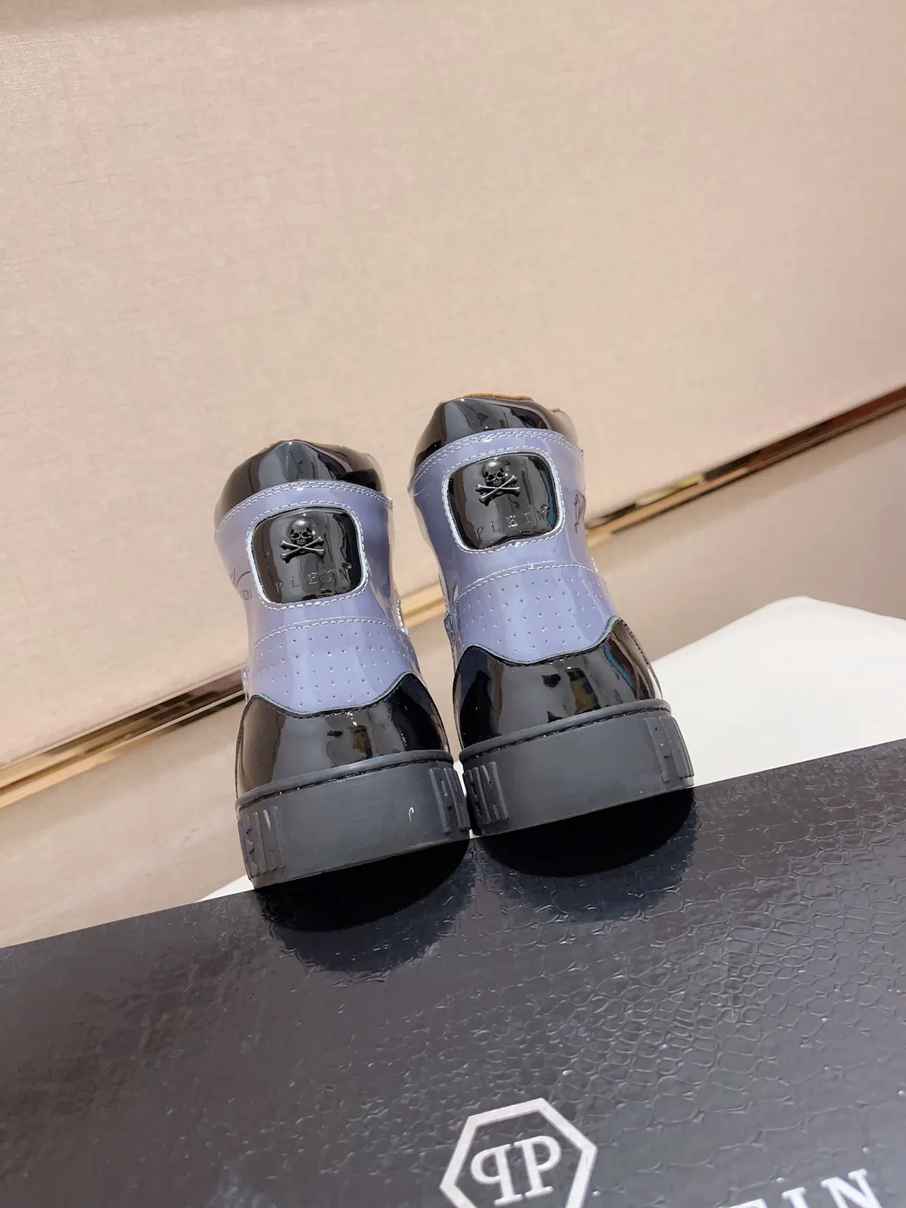 Philipp Plein Limited Edition High-Top Patent Leather and Translucent Panel Lifestyle Sneaker