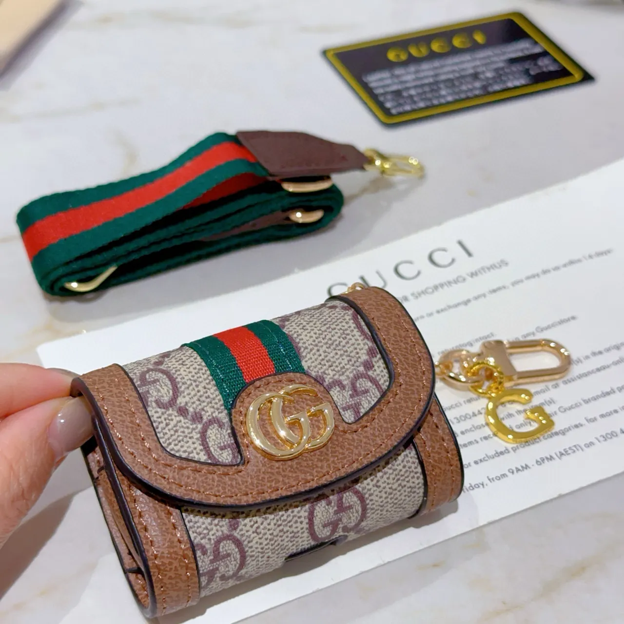 Gucci Ophidia GG Monogram Web Flap Short Wallet
