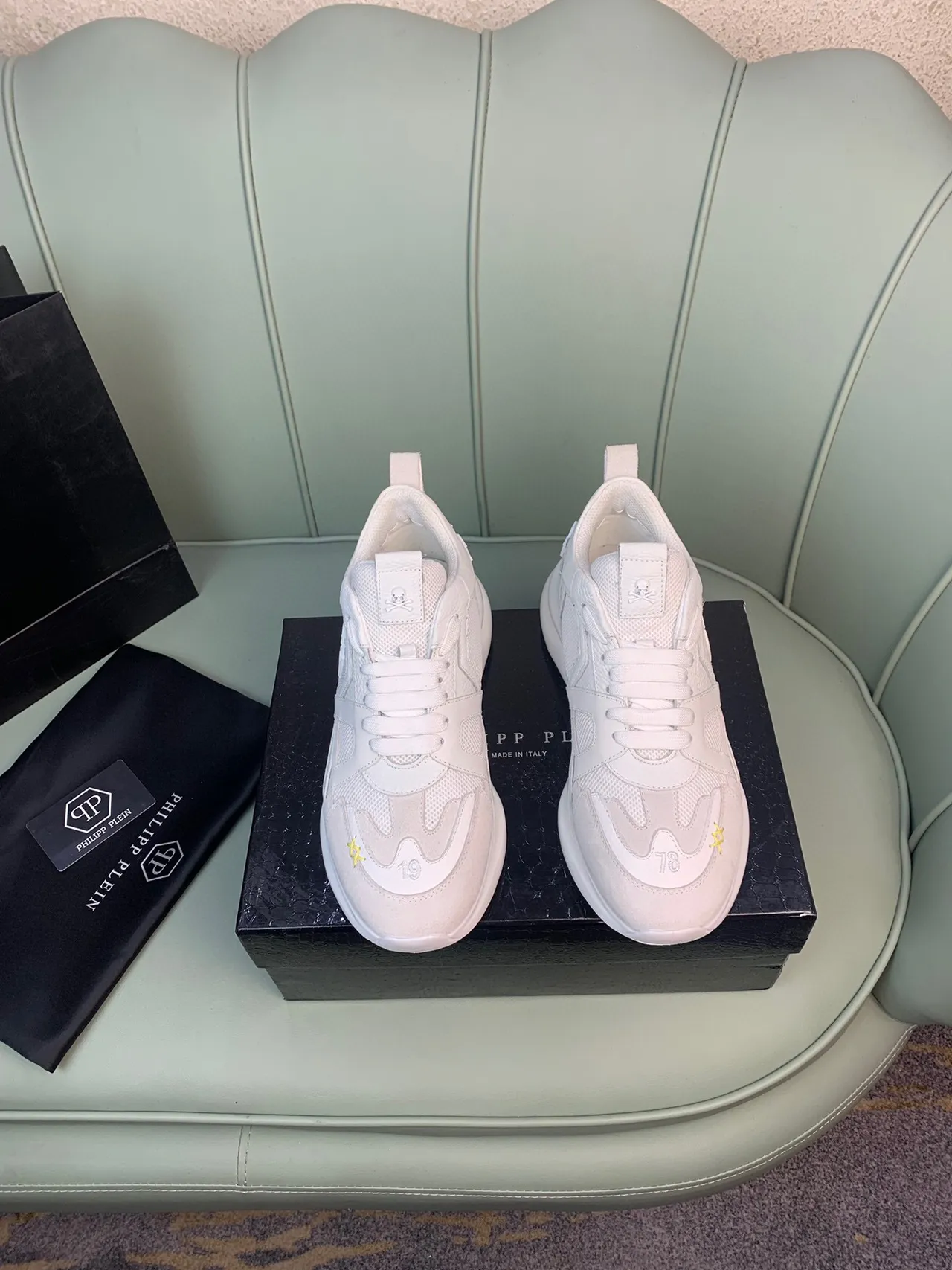 Philipp Plein White Skull Logo Lifestyle Sneakers
