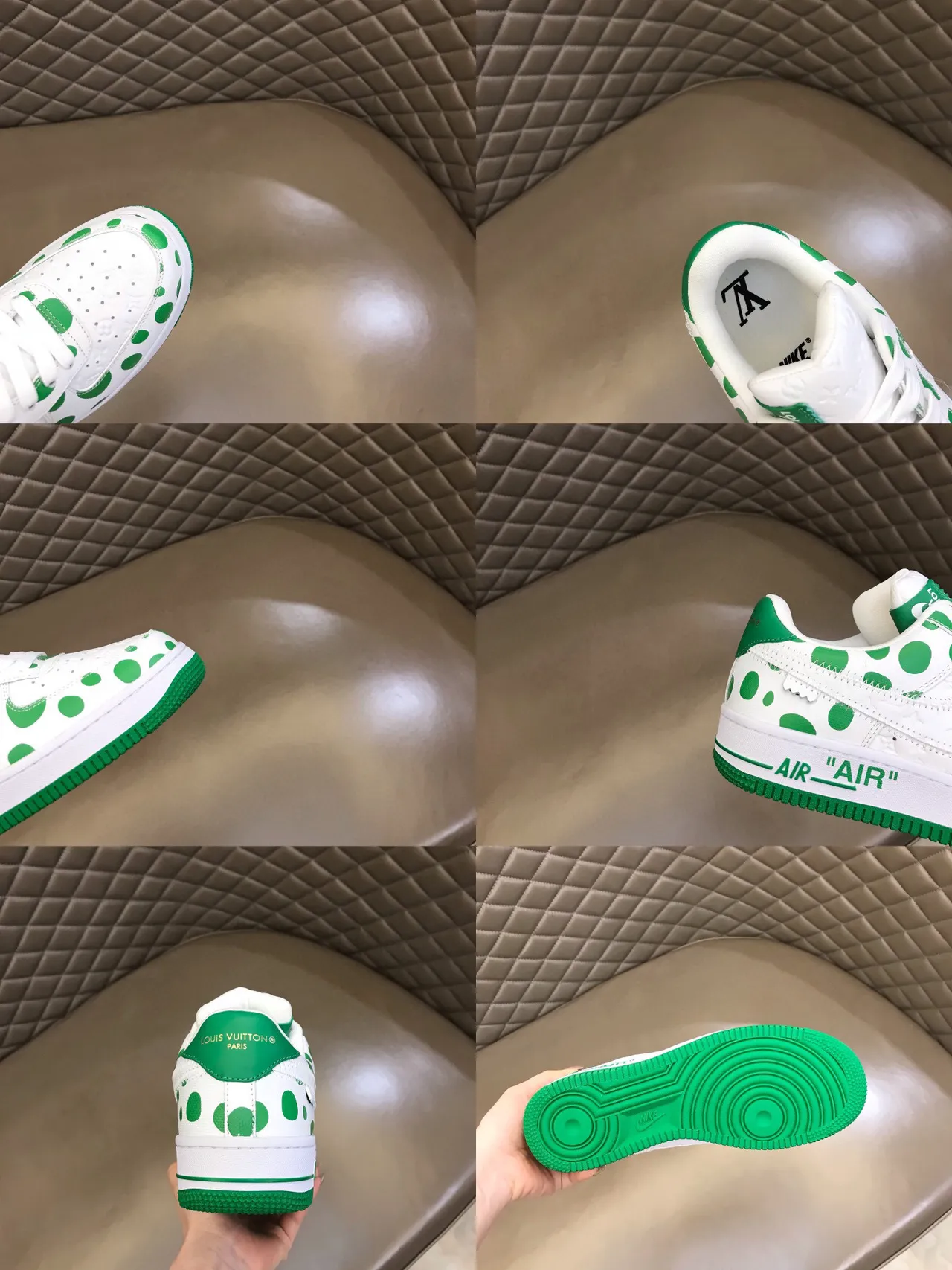 Nike Air Force 1 White Green Polka-Dot Lifestyle Sneakers