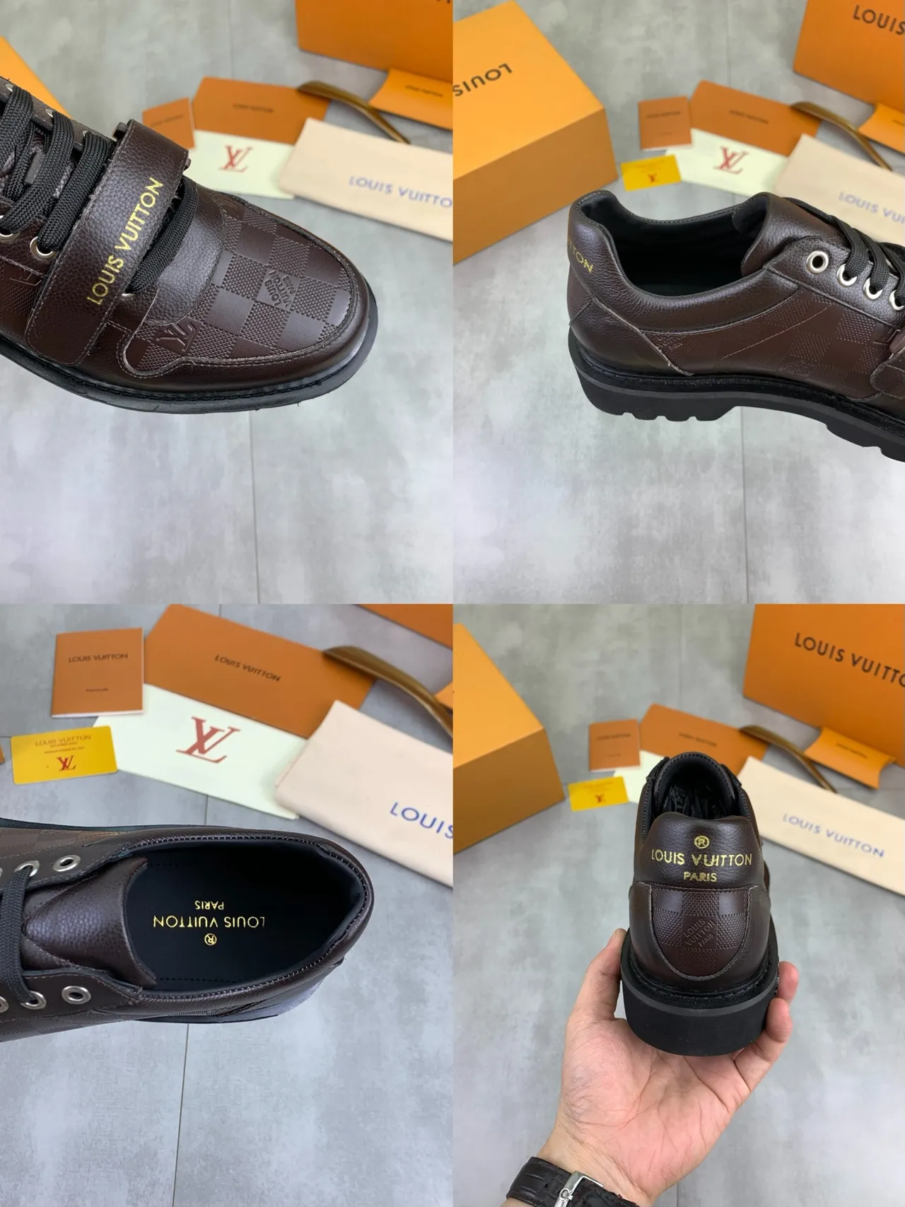 Louis Vuitton Run Away Brown Monogram Leather Lace-Up Strap Casual Shoes