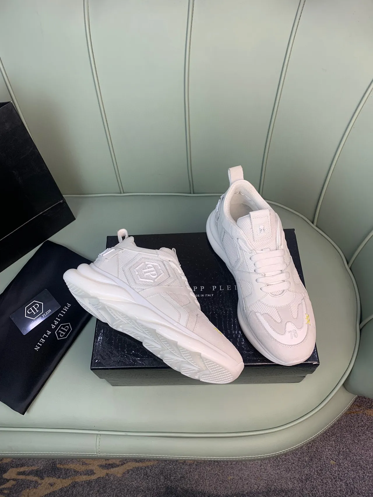 Philipp Plein White Skull Logo Lifestyle Sneakers