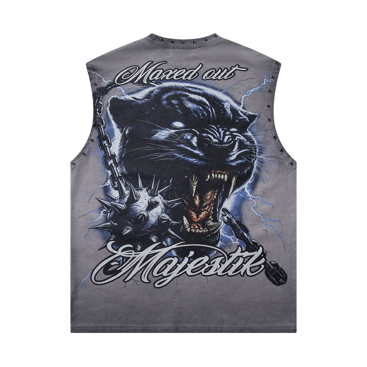 Majestik Graphic Panther Studded Vest Top