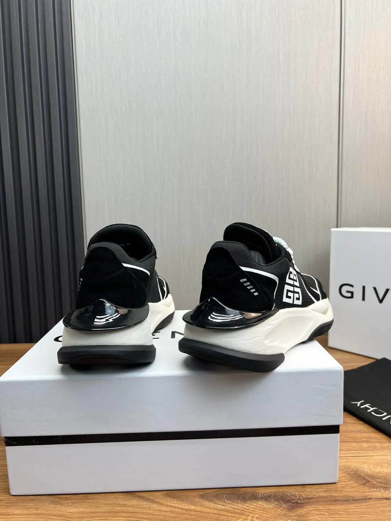 Givenchy Black White Sole Mesh Upper Chunky Sneakers