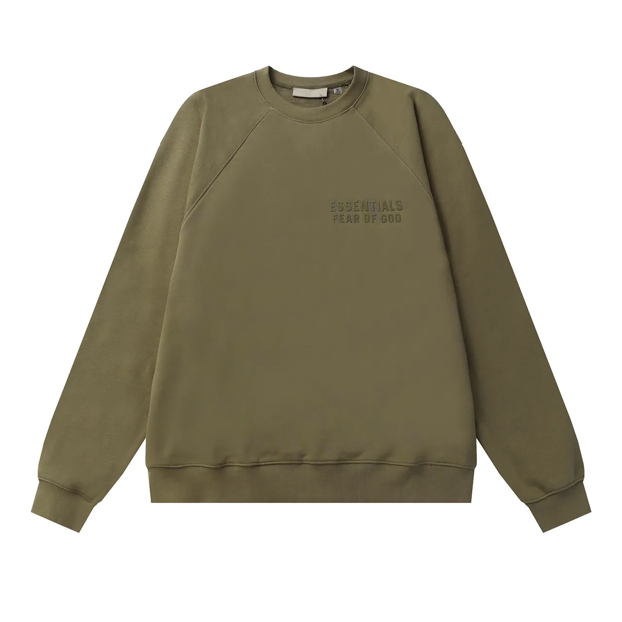 Fear of God Essentials Black Raglan Sleeves Embroidered Chest Logo Sweater