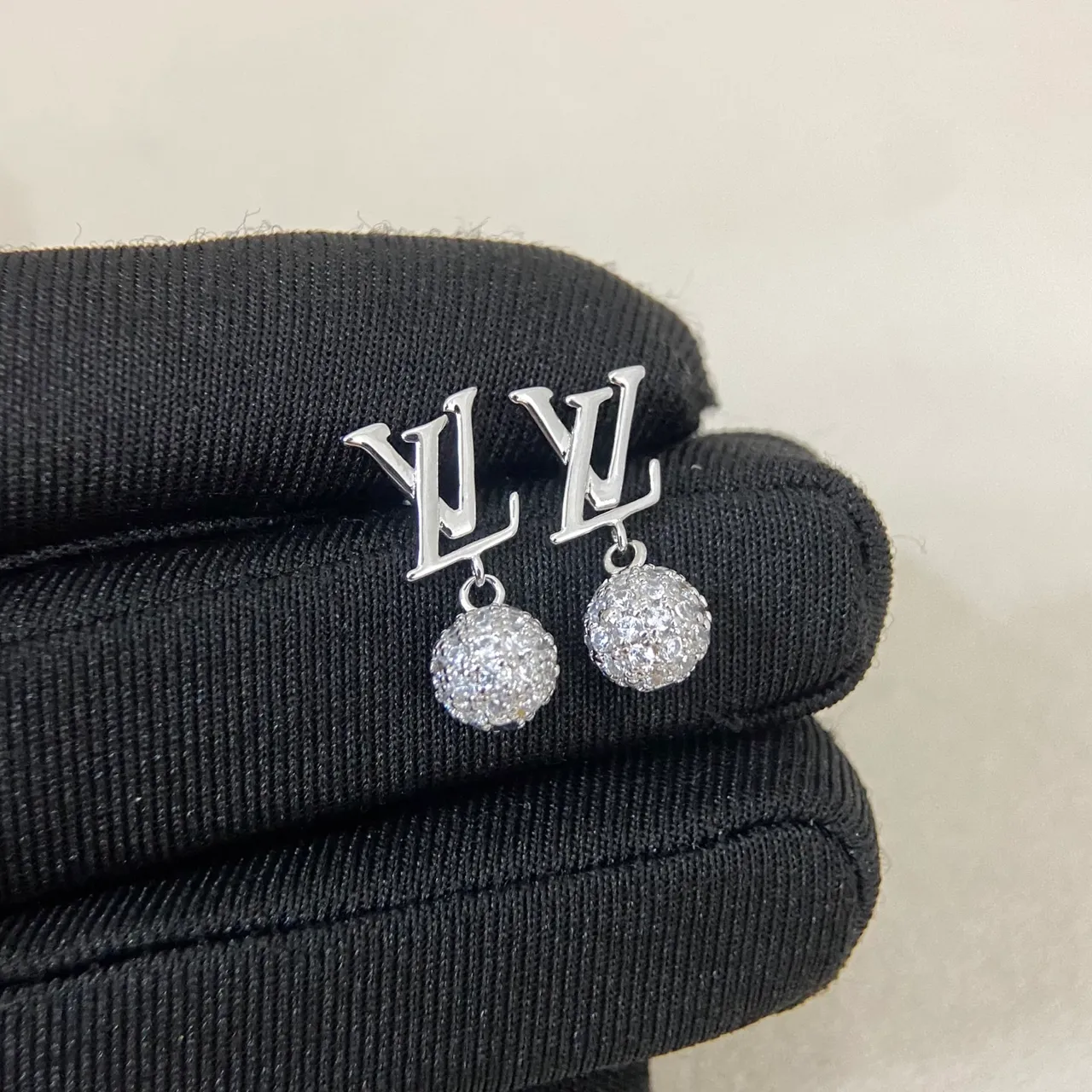 Louis Vuitton Monogram Pavé Crystal Ball Drop Earrings