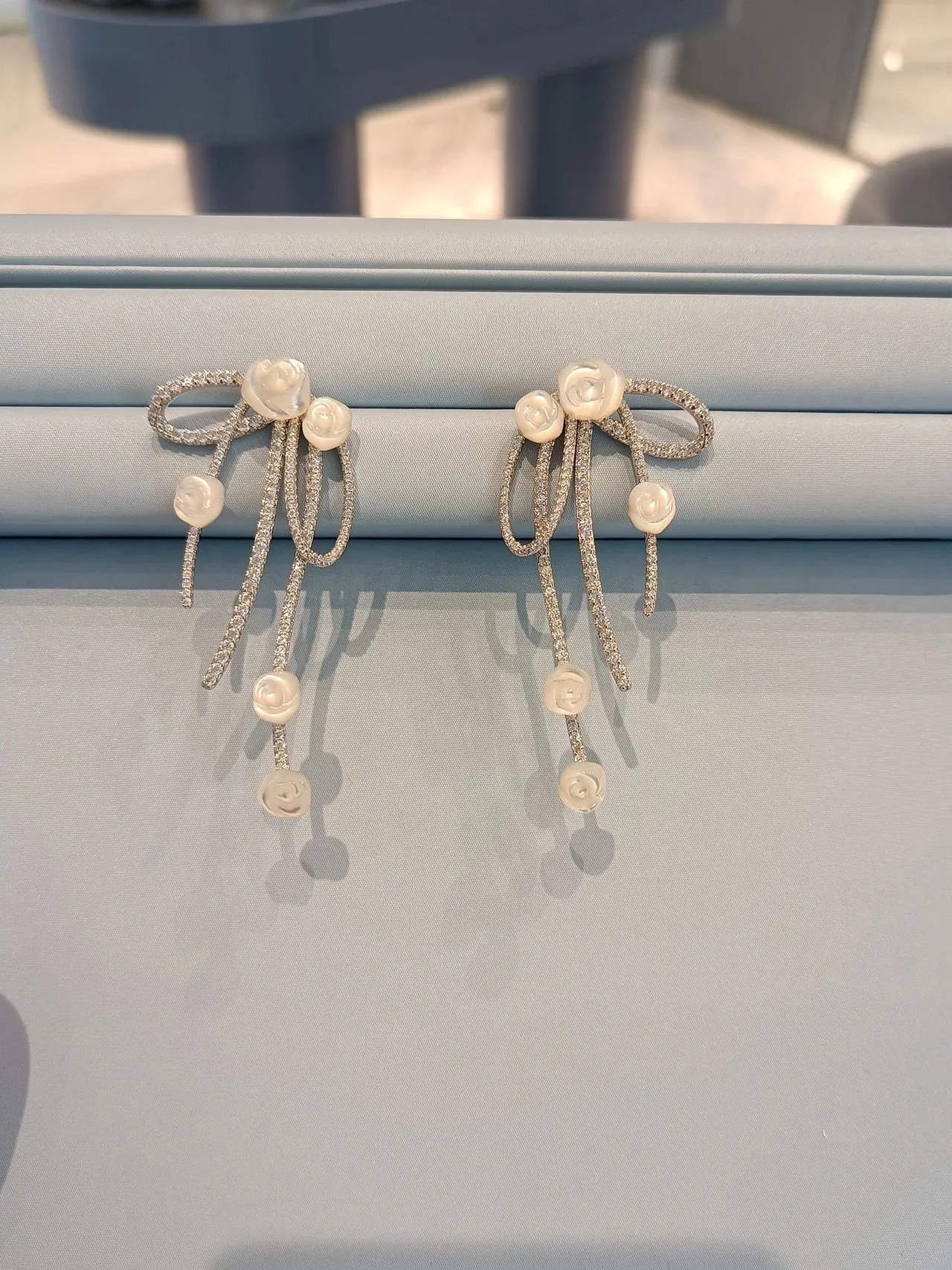 Tiffany & Co. Bow-Motif Pavé-Set Carved Floral Multi-Drop Earrings