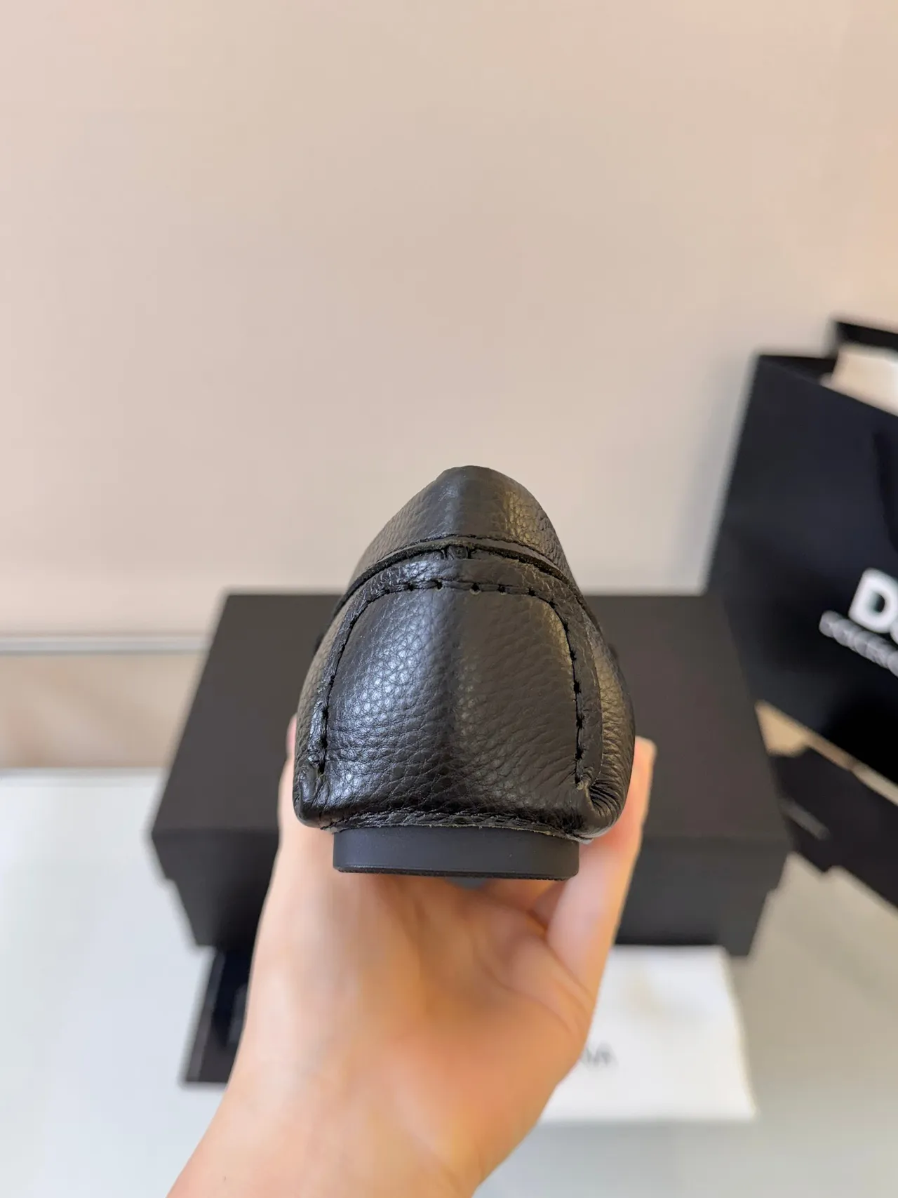 Dolce & Gabbana Portofino Black Pebbled Leather DG Buckle Loafers