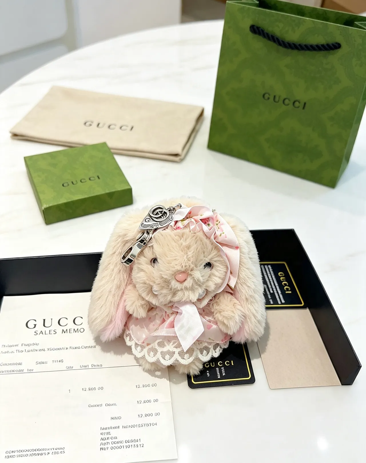 Gucci Beige Pink Plush Rabbit Faux Fur Crossbody Bag