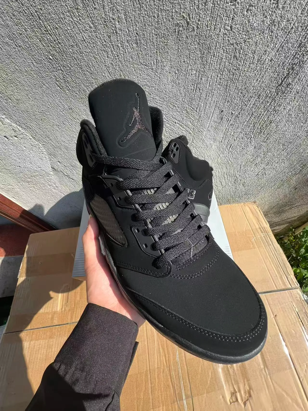 Air Jordan 5 Monochrome Black Basketball Shoes