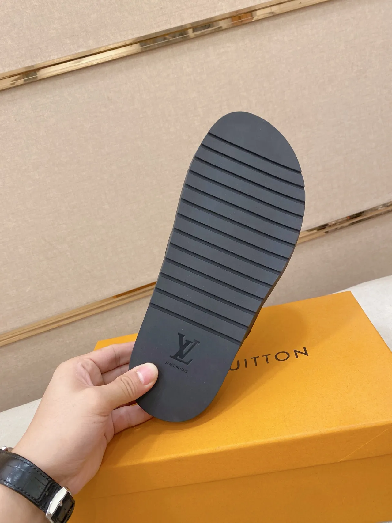 Louis Vuitton LV Slide Monogram Black Gray Slippers
