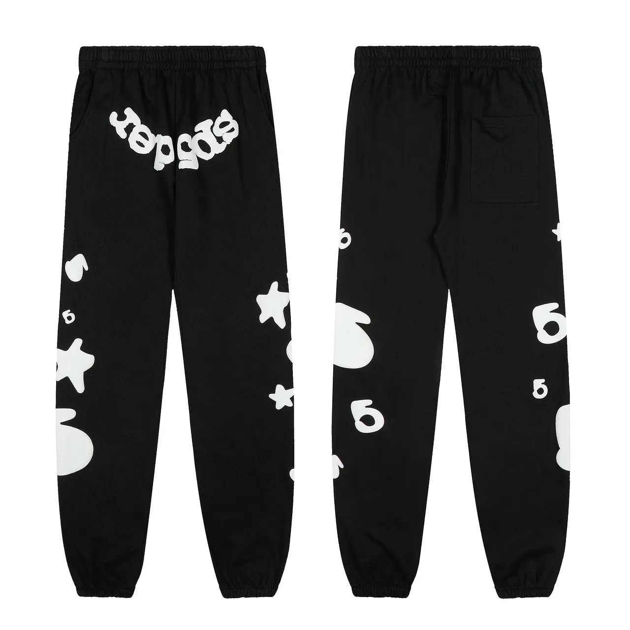 Black Graphic-Print Oversized Hoodie and Jogger Tracksuit